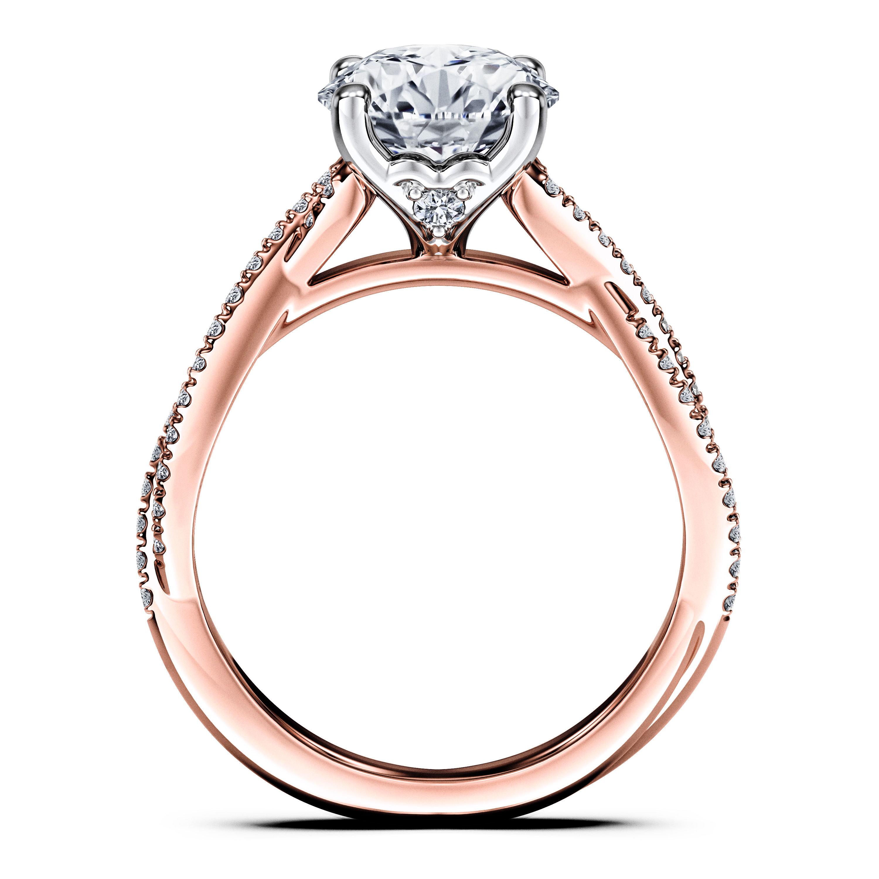 Etheral Side Stones Diamond Engagement Ring in 18ct Rose Gold with Round Centre Stone Alternate shot 4