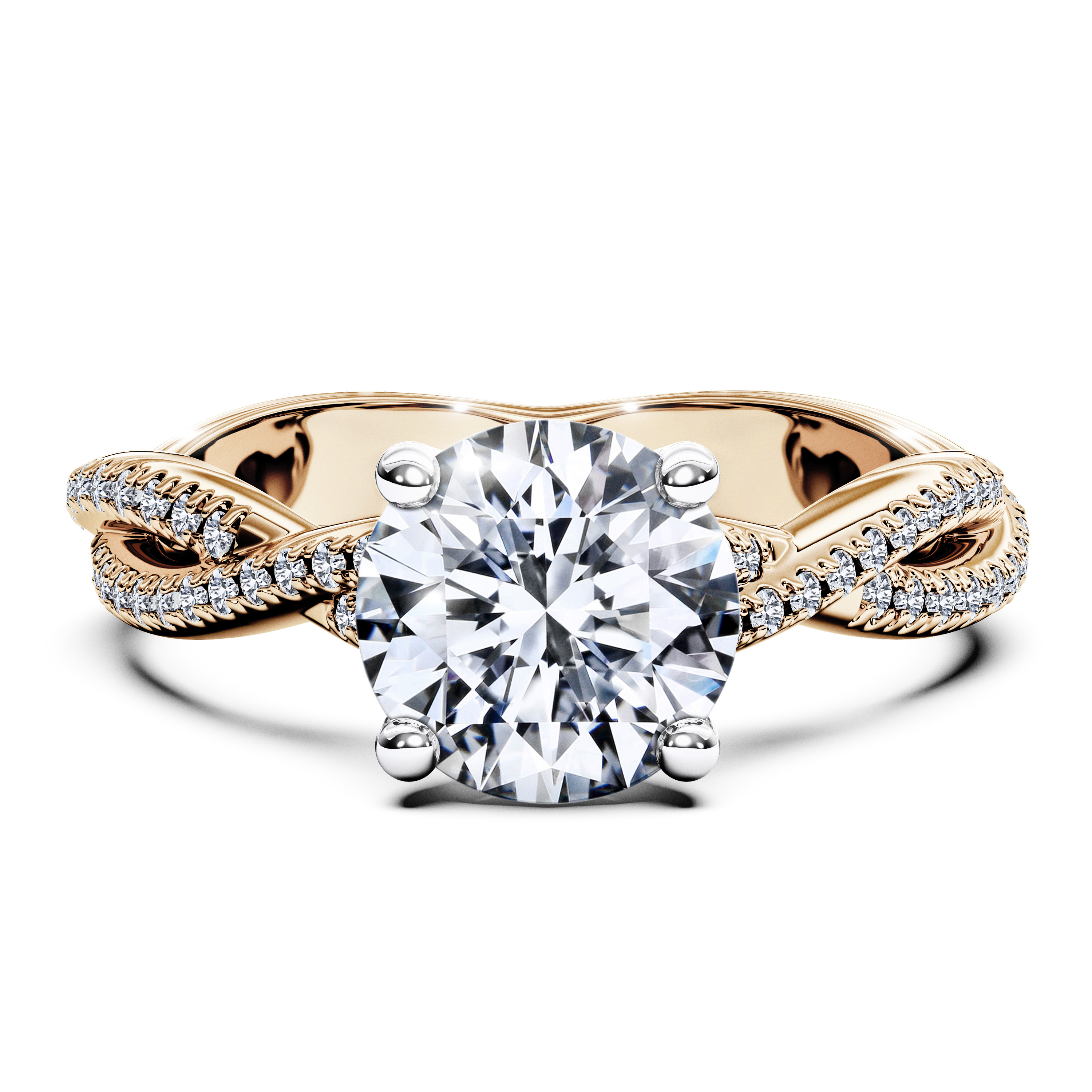Side Stones, 18ct Yellow Gold Diamond Engagement Ring Etheral Side Stones Ring Round