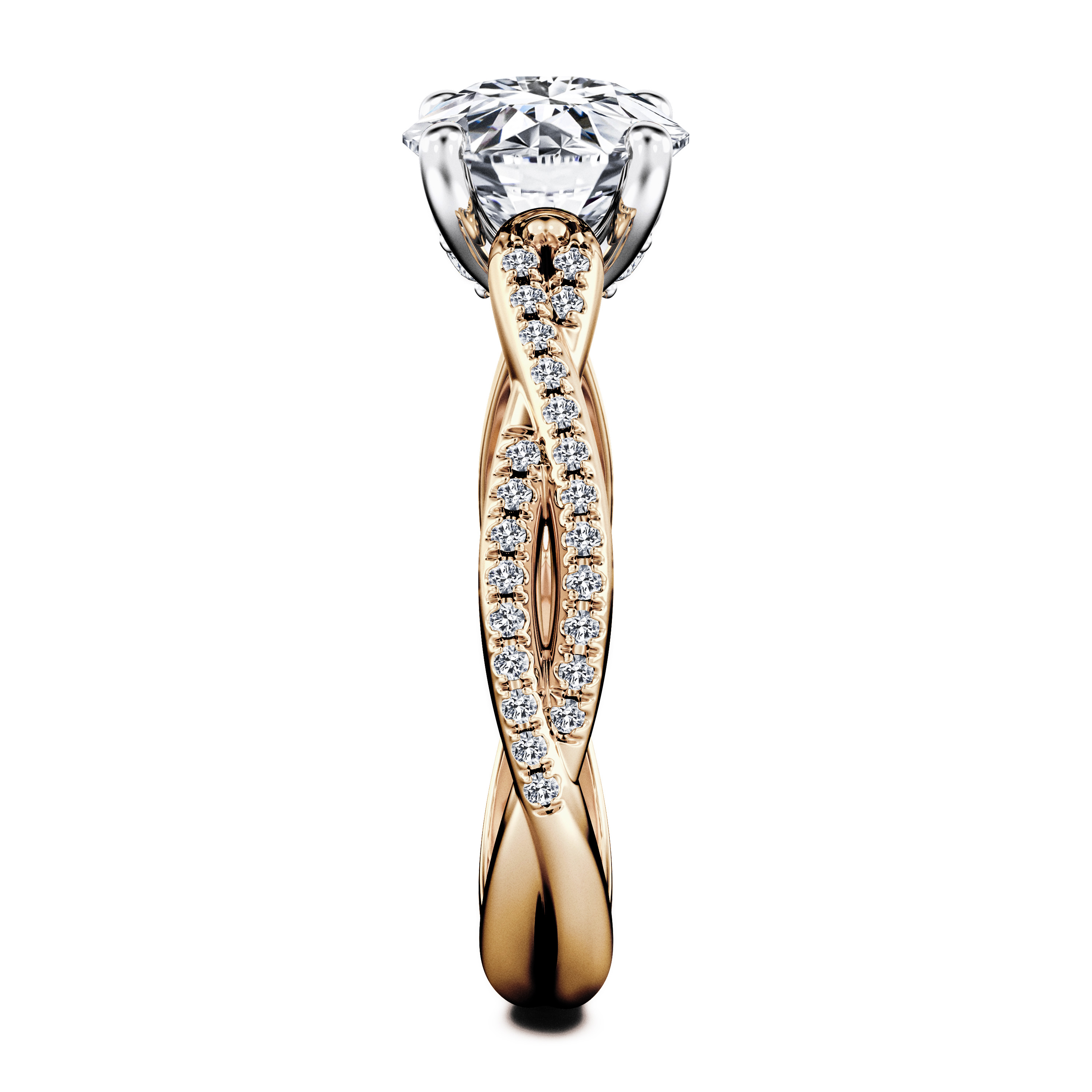 Etheral Side Stones Diamond Engagement Ring in 18ct Yellow Gold with Round Centre Stone Alternate shot 3