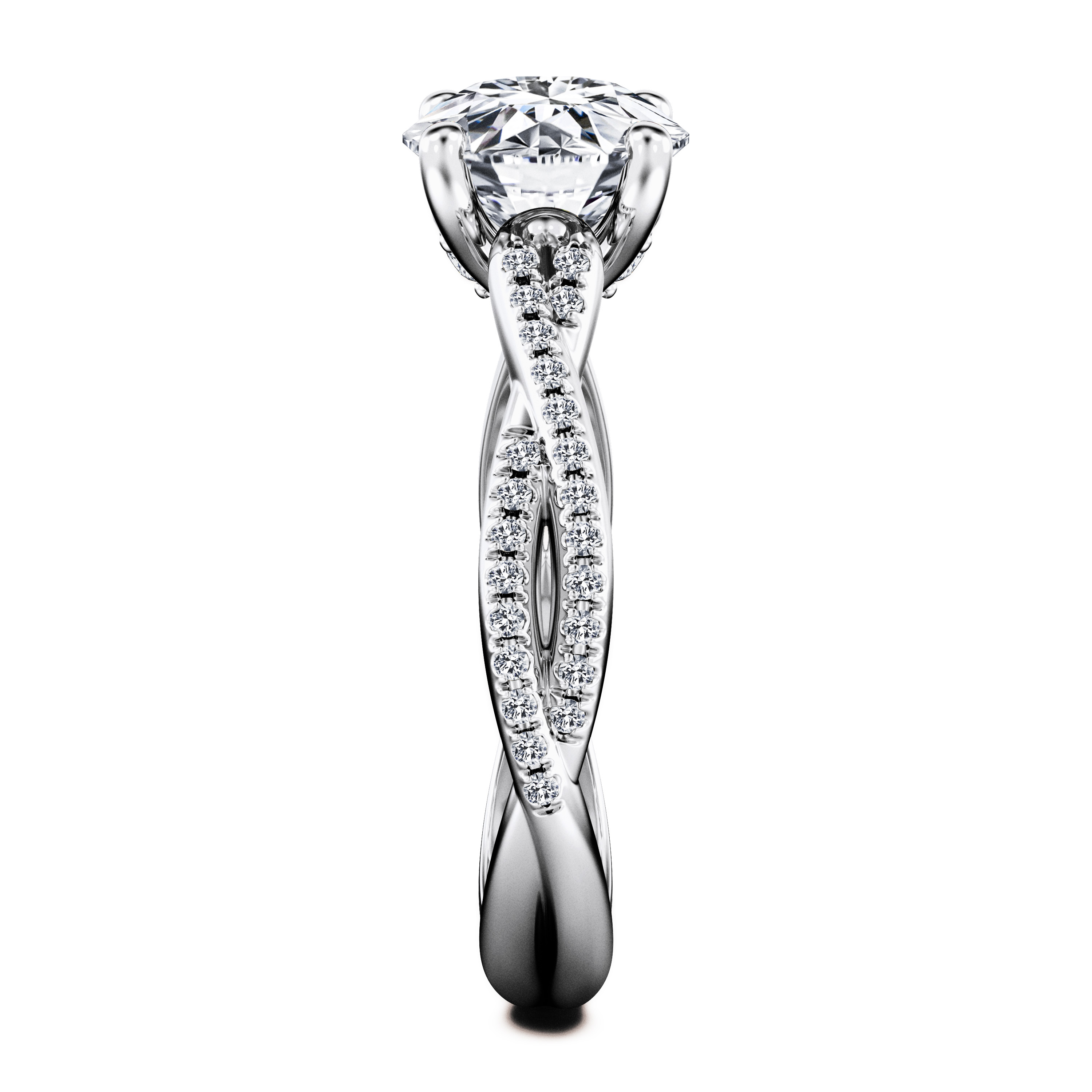 Etheral Side Stones Diamond Engagement Ring in Platinum with Round Centre Stone Alternate shot 3