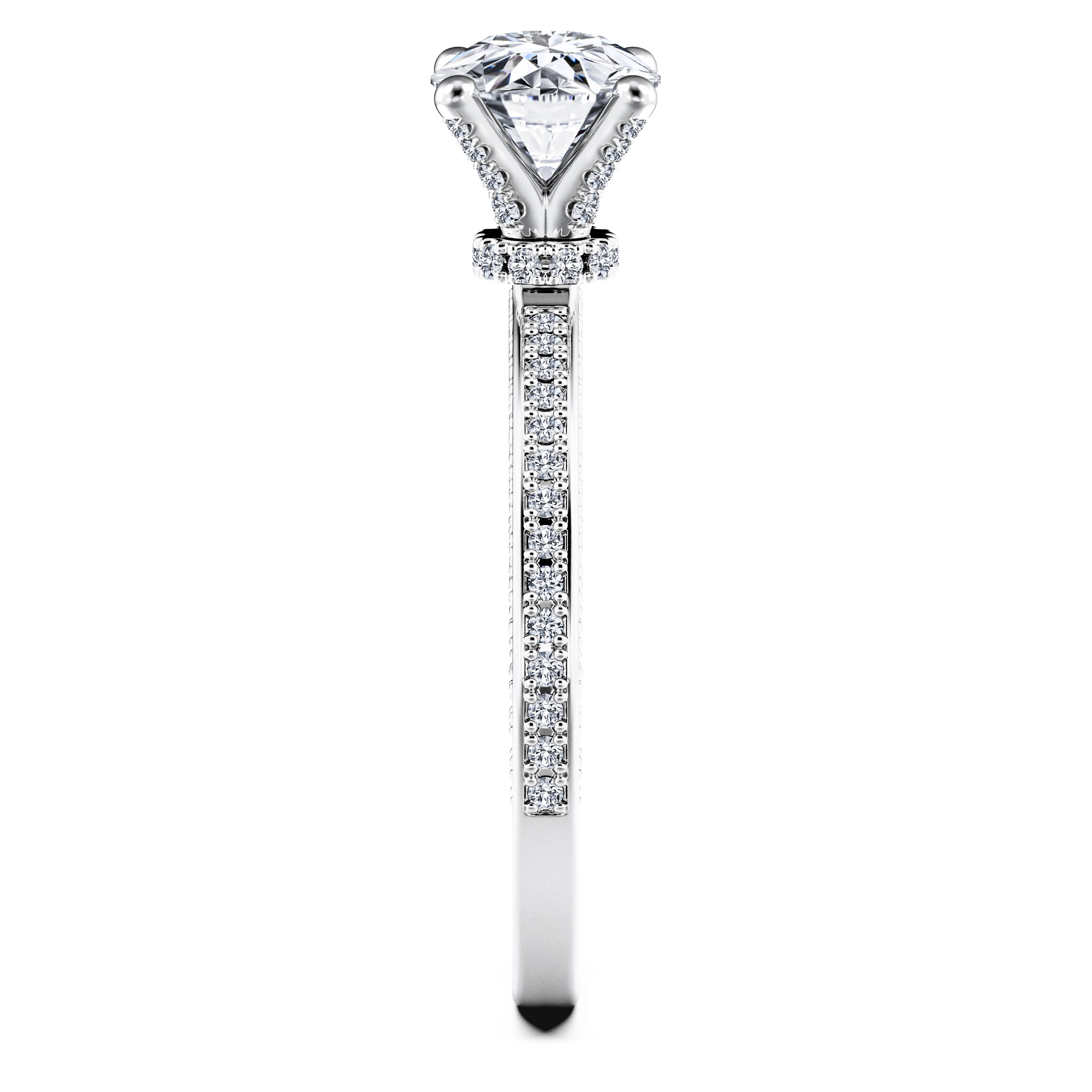 Euphoria Side Stones Diamond Engagement Ring in 18ct White Gold with Round Centre Stone Alternate shot 3