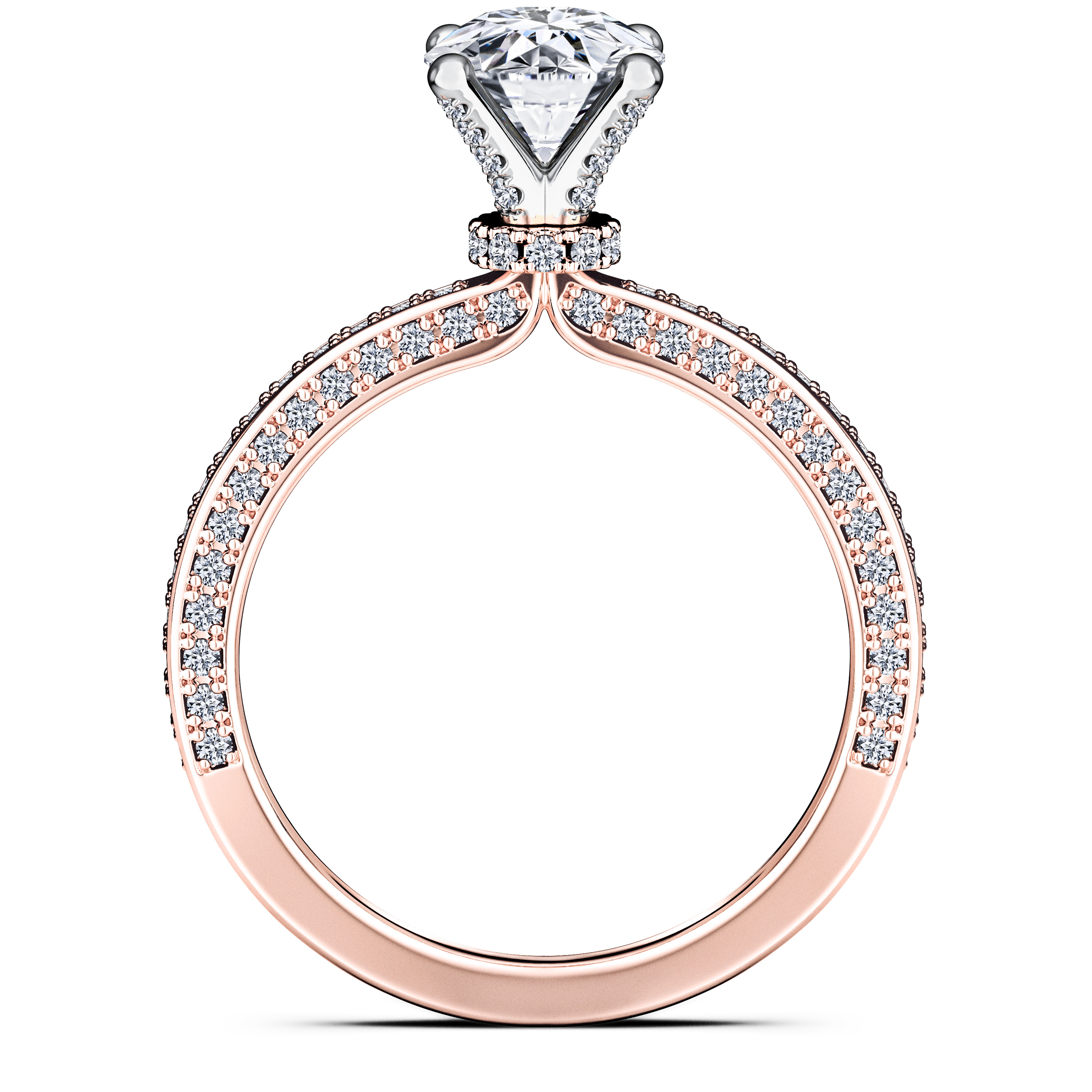Euphoria Side Stones Diamond Engagement Ring in 18ct Rose Gold with Round Centre Stone Alternate shot 4