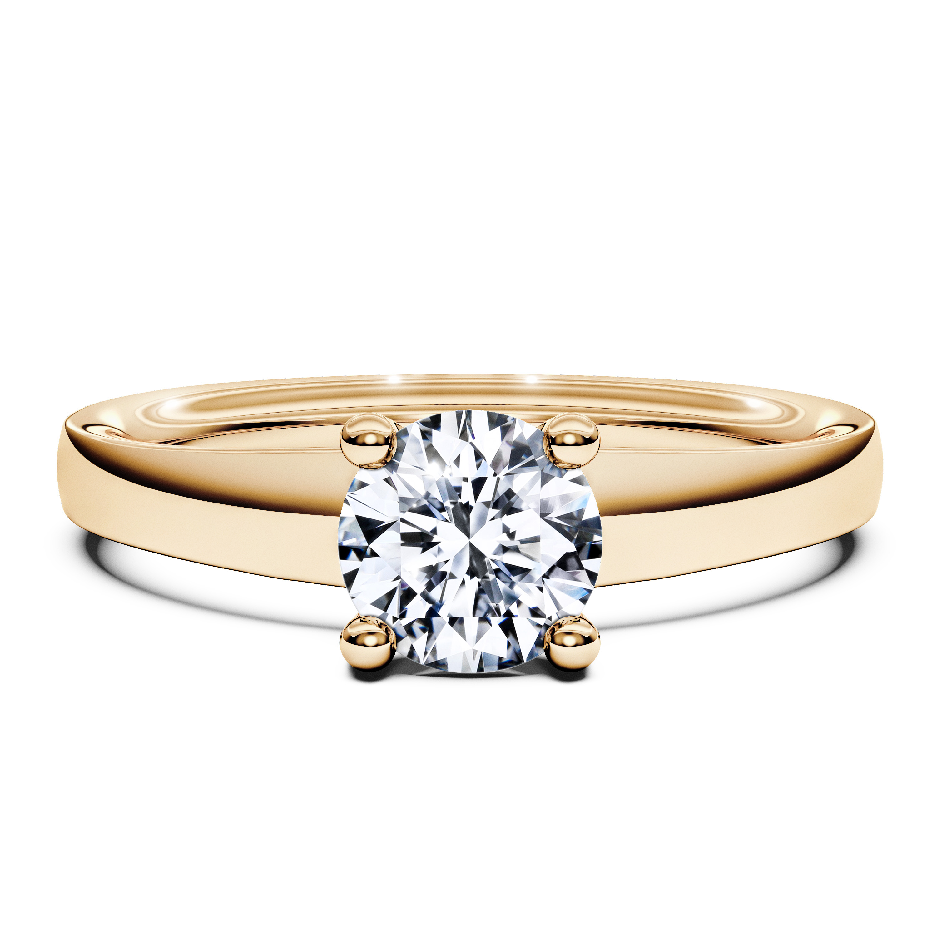Solitaire, 18ct Yellow Gold Diamond Engagement Ring Spark Solitaire Ring Round
