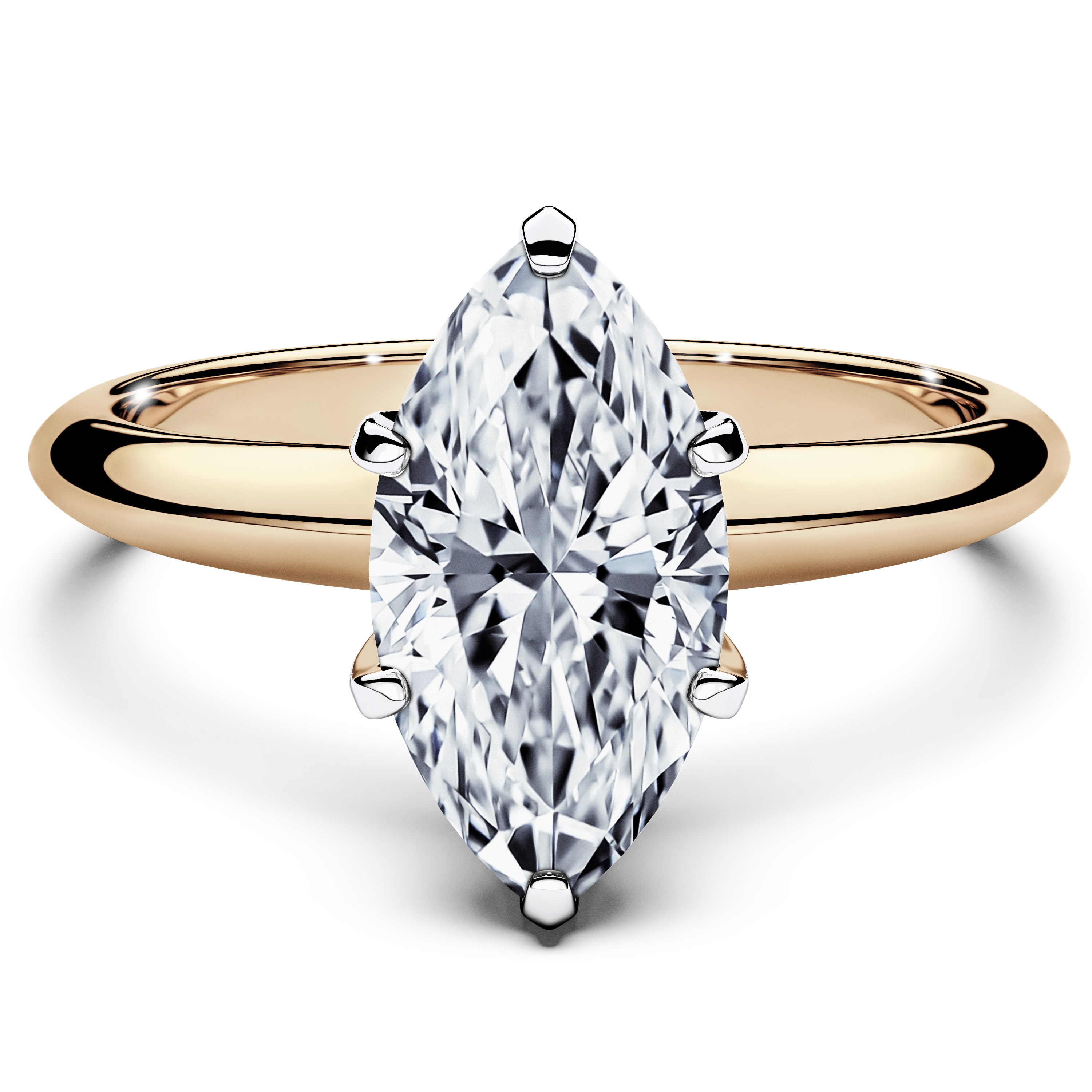 Solitaire, 18ct Yellow Gold Diamond Engagement Ring The Moon Ocean Solitaire Ring Marquise