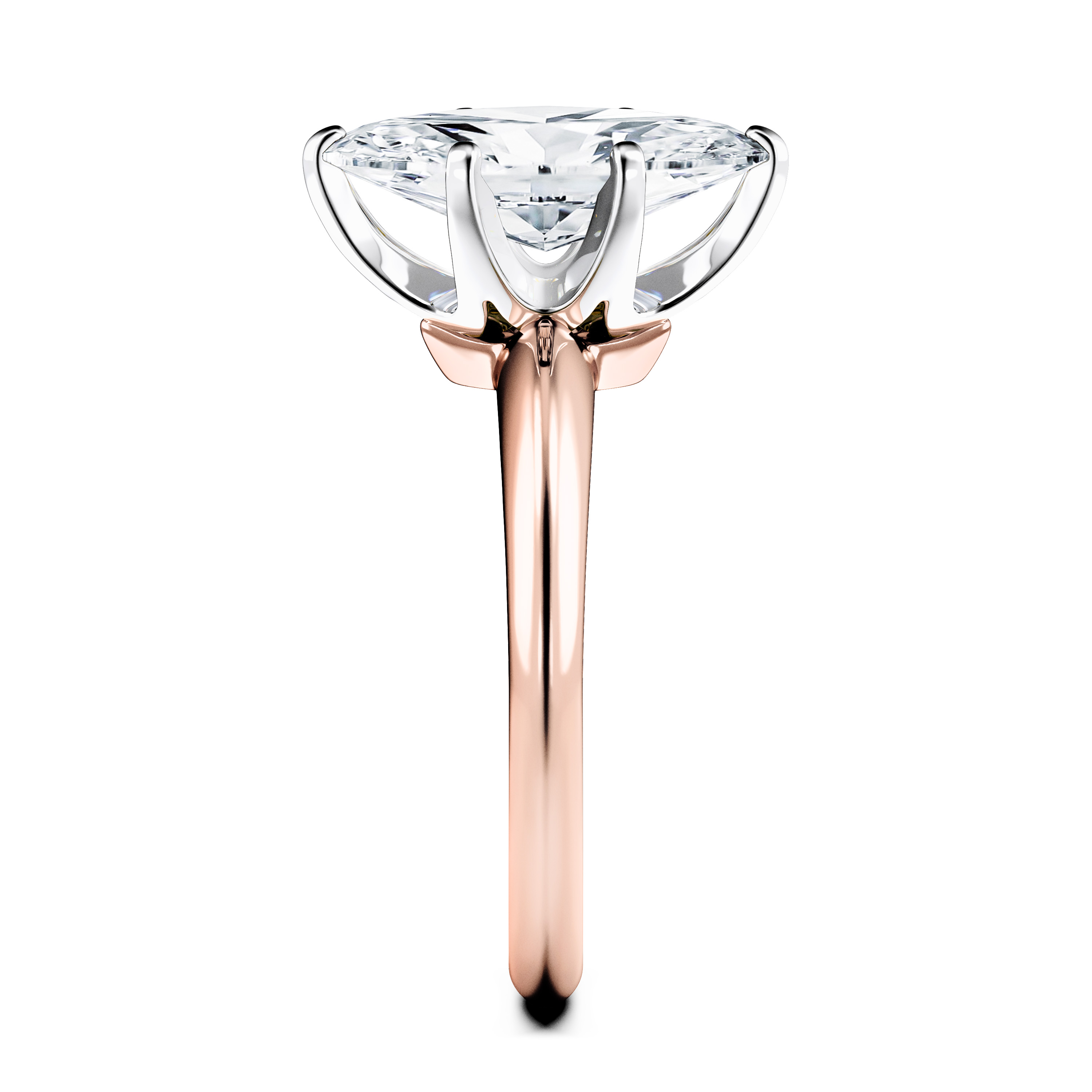 The Moon Ocean Solitaire Diamond Engagement Ring in 18ct Rose Gold with Marquise Centre Stone Alternate shot 3