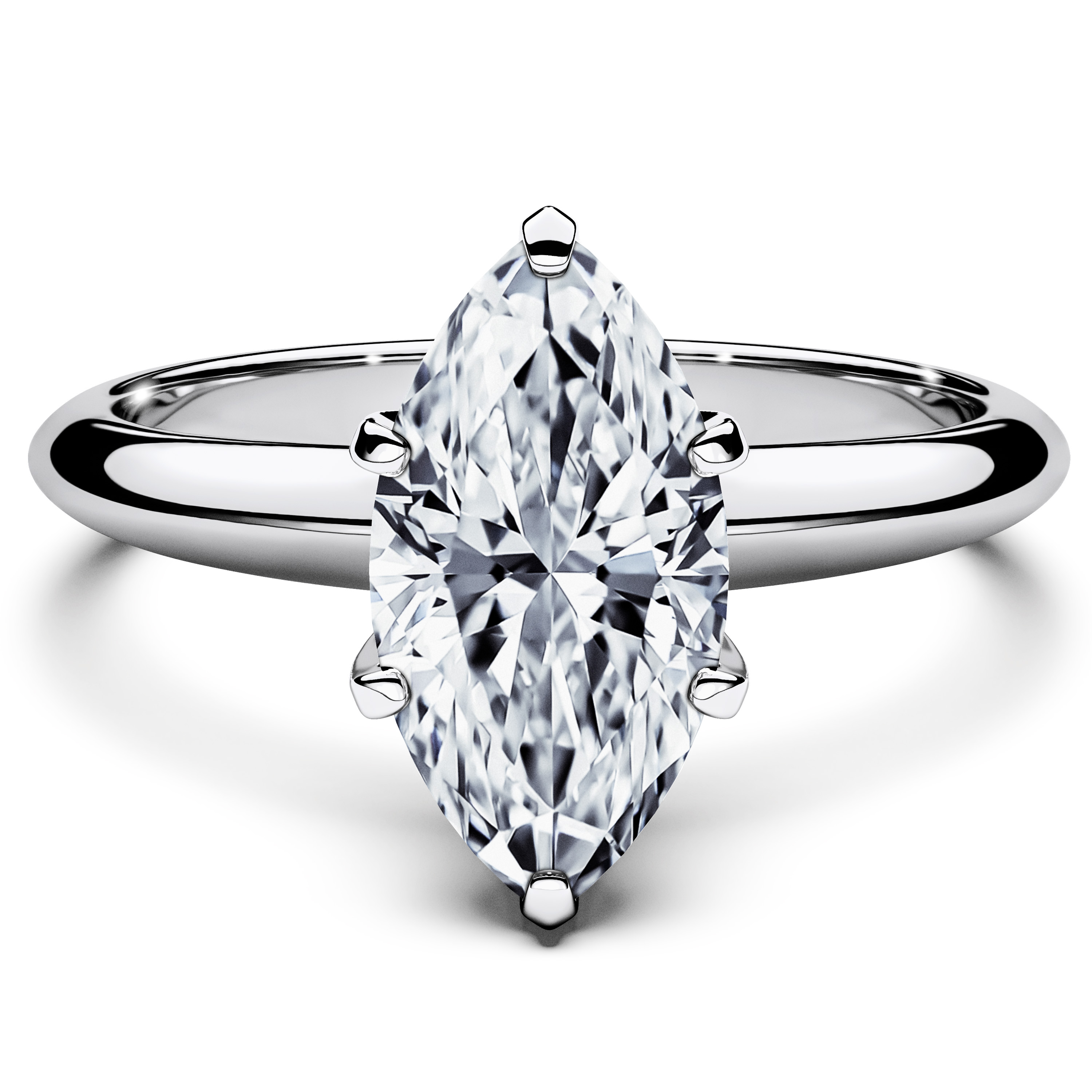 Solitaire, Platinum Diamond Engagement Ring The Moon Ocean Solitaire Ring Marquise