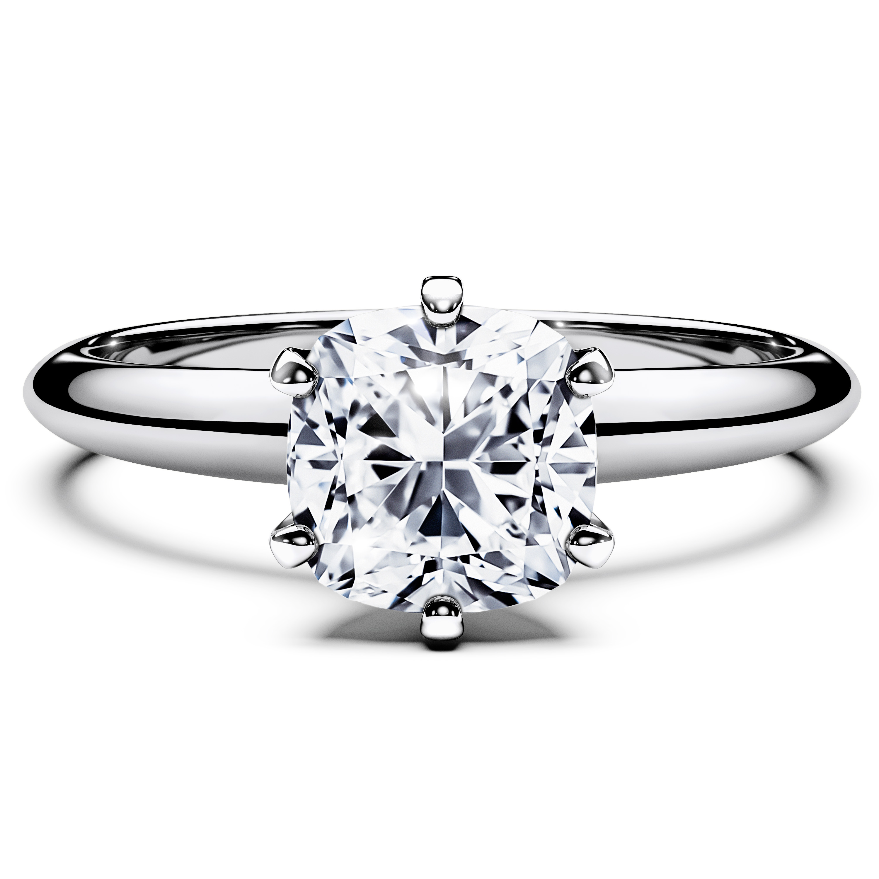 Solitaire, Platinum Diamond Engagement Ring The Moon Ocean Solitaire Ring Cushion