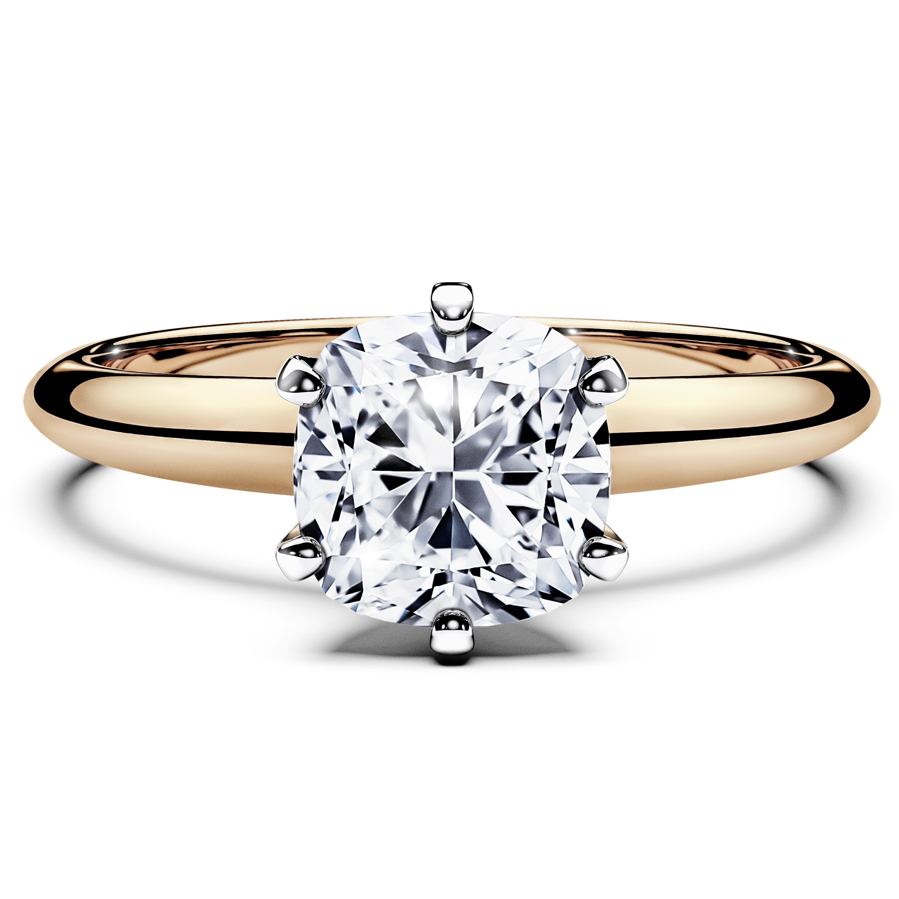 Solitaire, 18ct Yellow Gold Diamond Engagement Ring The Moon Ocean Solitaire Ring Cushion