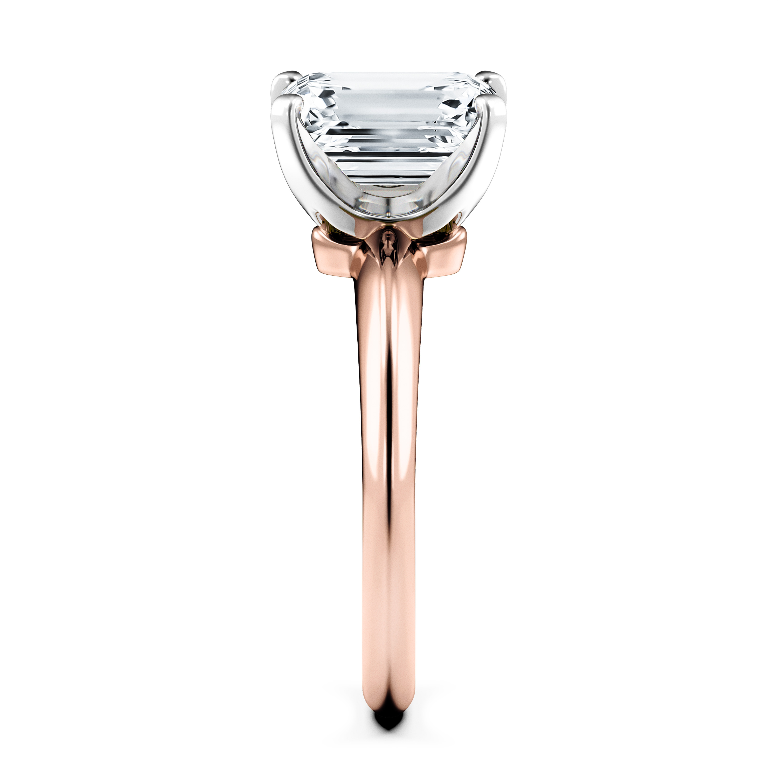 The Moon Ocean Solitaire Diamond Engagement Ring in 18ct Rose Gold with Emerald Centre Stone Alternate shot 3