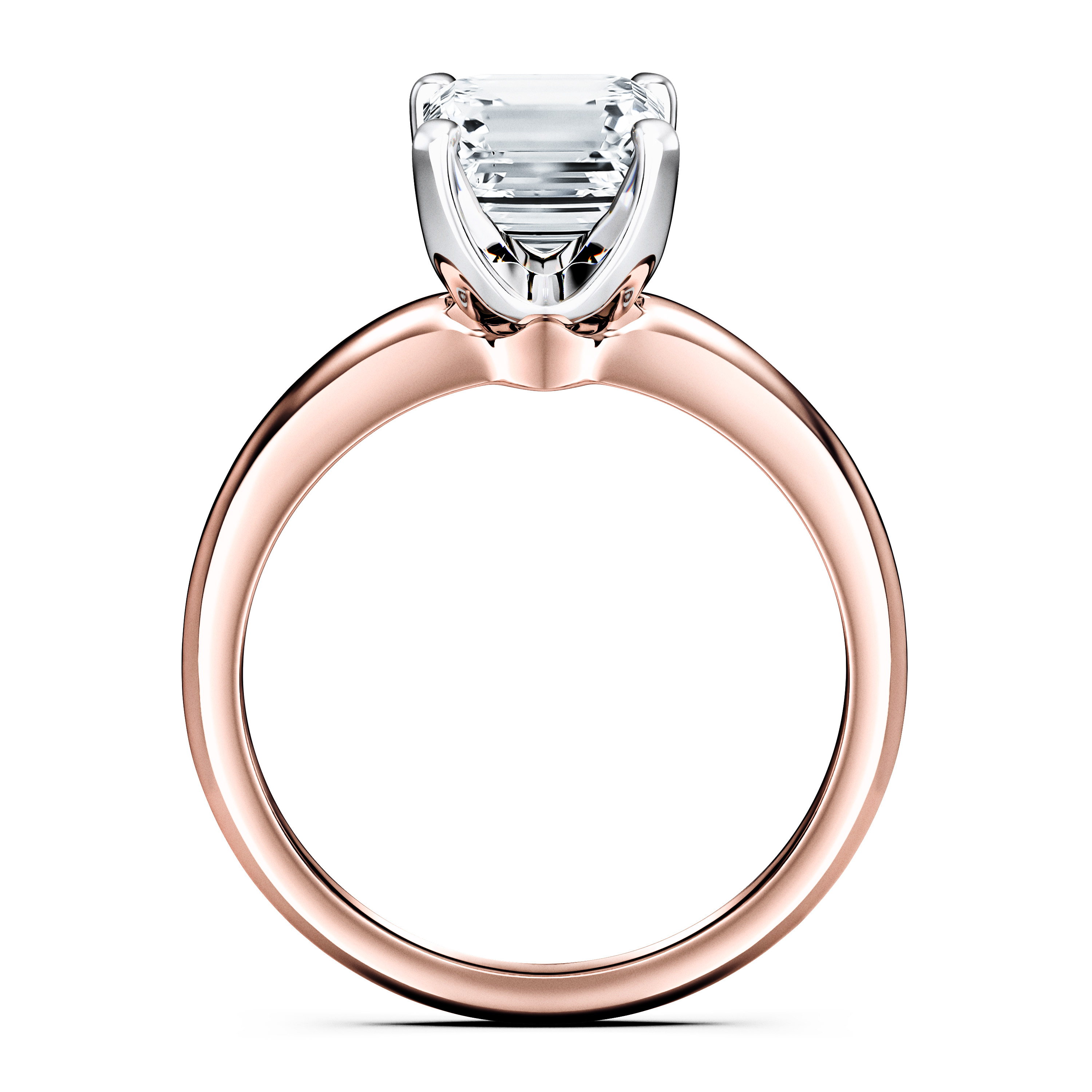 The Moon Ocean Solitaire Diamond Engagement Ring in 18ct Rose Gold with Emerald Centre Stone Alternate shot 4