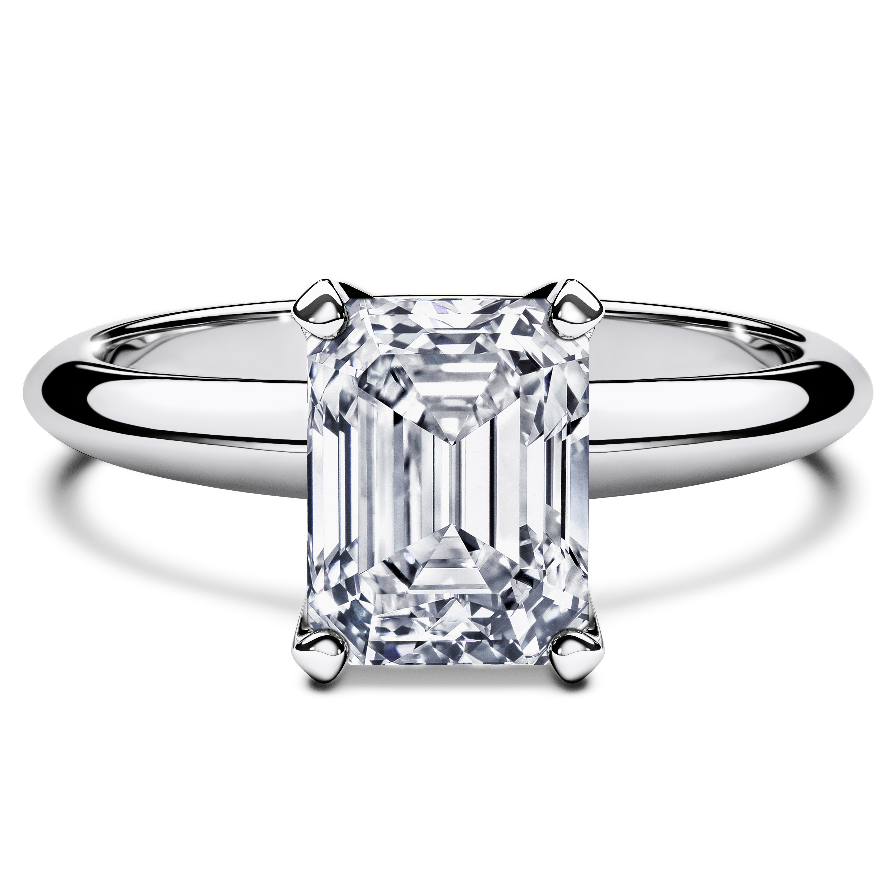 Solitaire, 18ct White Gold Diamond Engagement Ring The Moon Ocean Solitaire Ring Emerald
