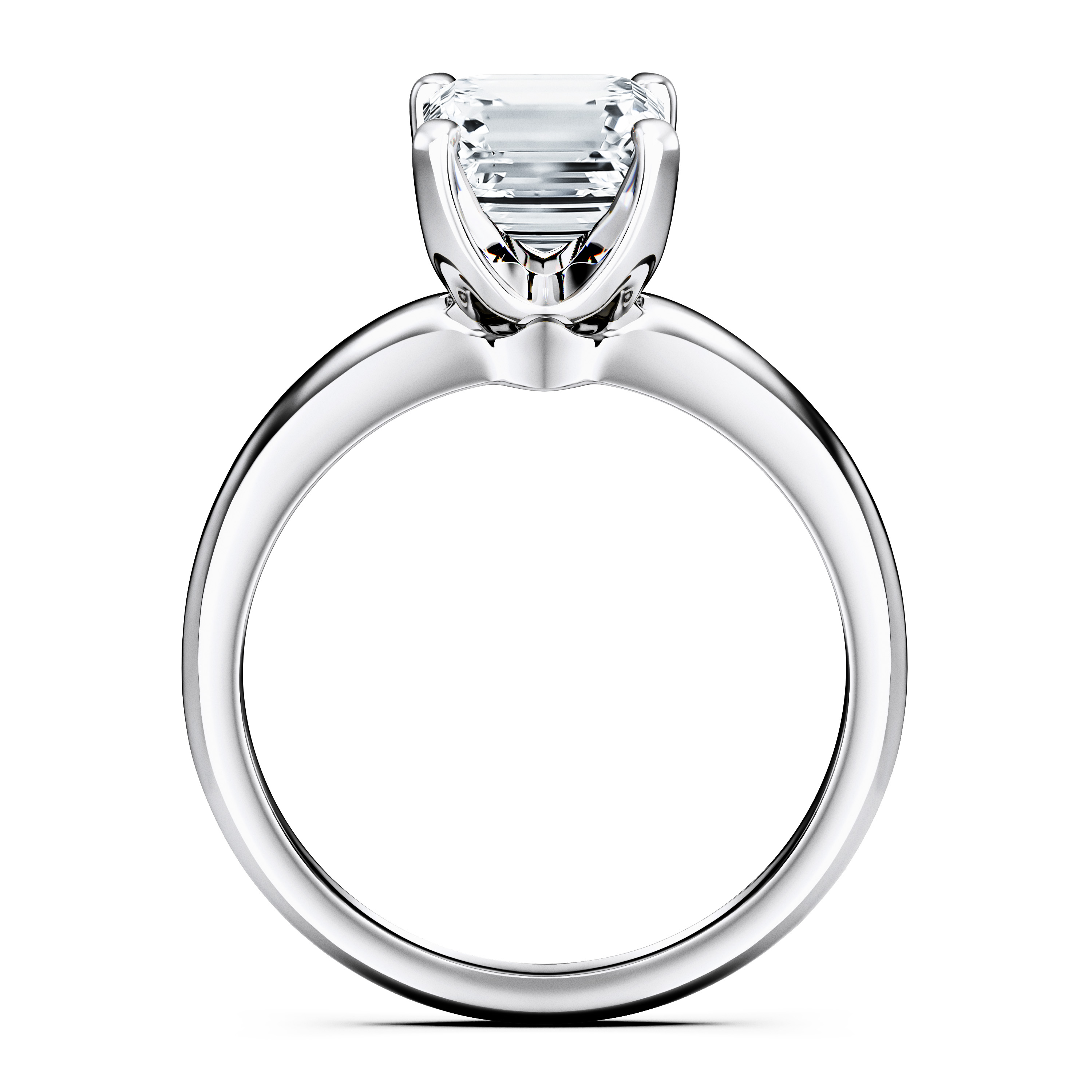 The Moon Ocean Solitaire Diamond Engagement Ring in 18ct White Gold with Emerald Centre Stone Alternate shot 4