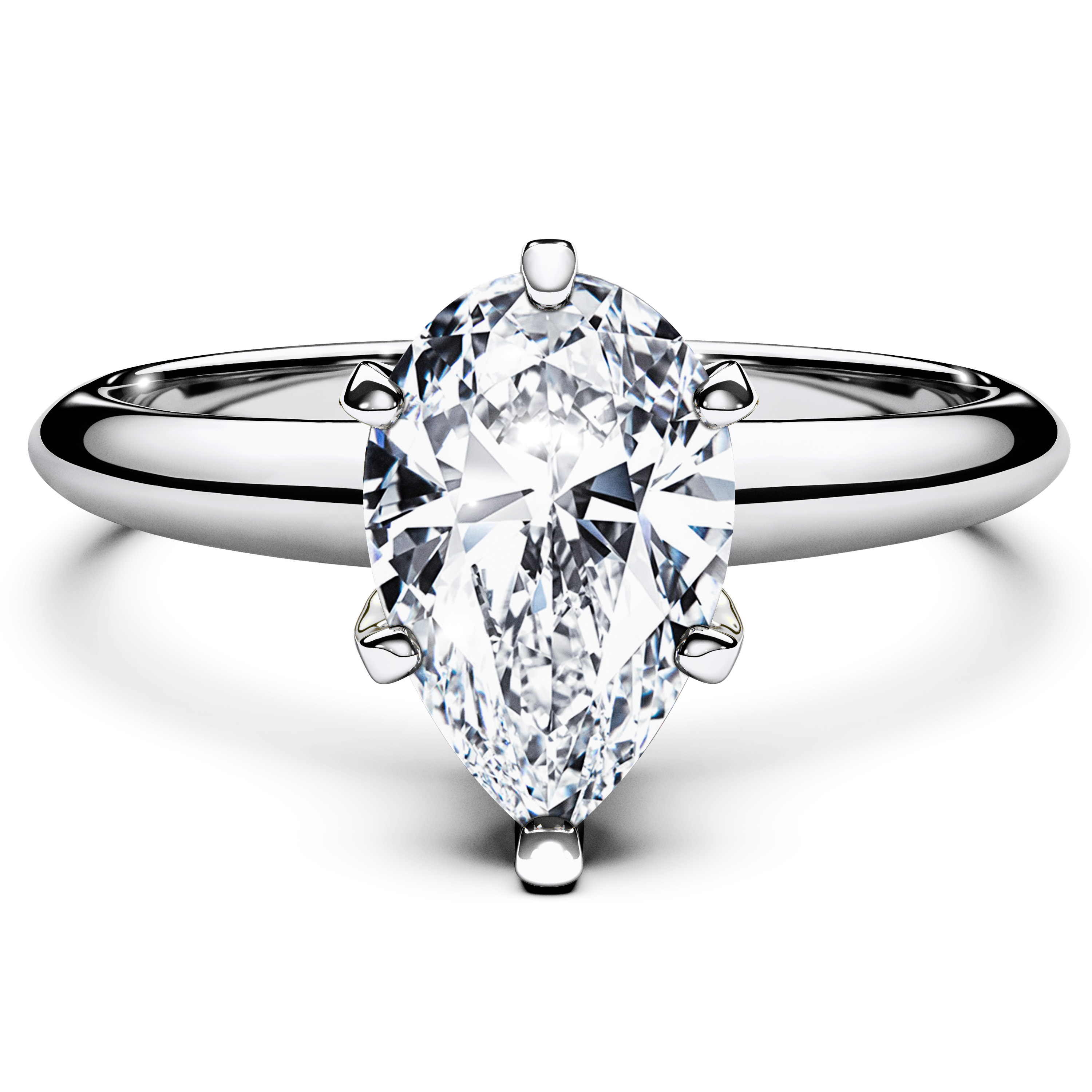 Solitaire, Platinum Diamond Engagement Ring The Moon Ocean Solitaire Ring Pear