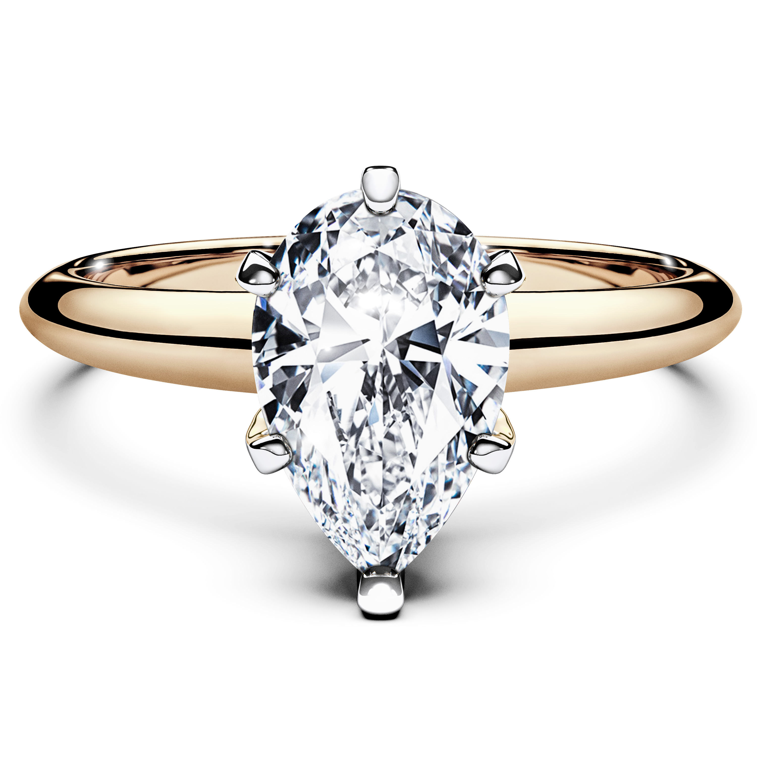 Solitaire, 18ct Yellow Gold Diamond Engagement Ring The Moon Ocean Solitaire Ring Pear