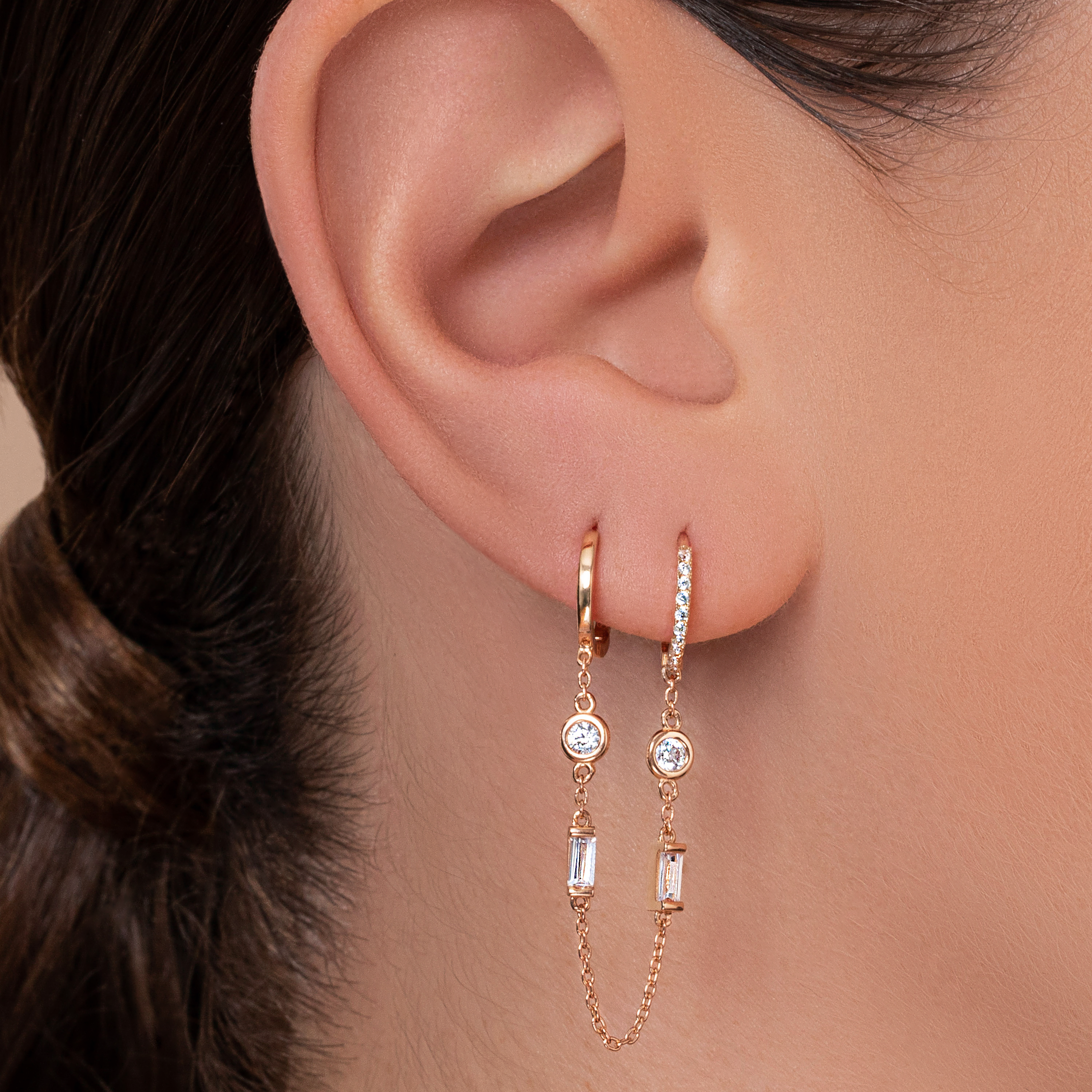 The Moon Ocean Hoop Earrings in 14ct Yellow Gold Alternate shot 2