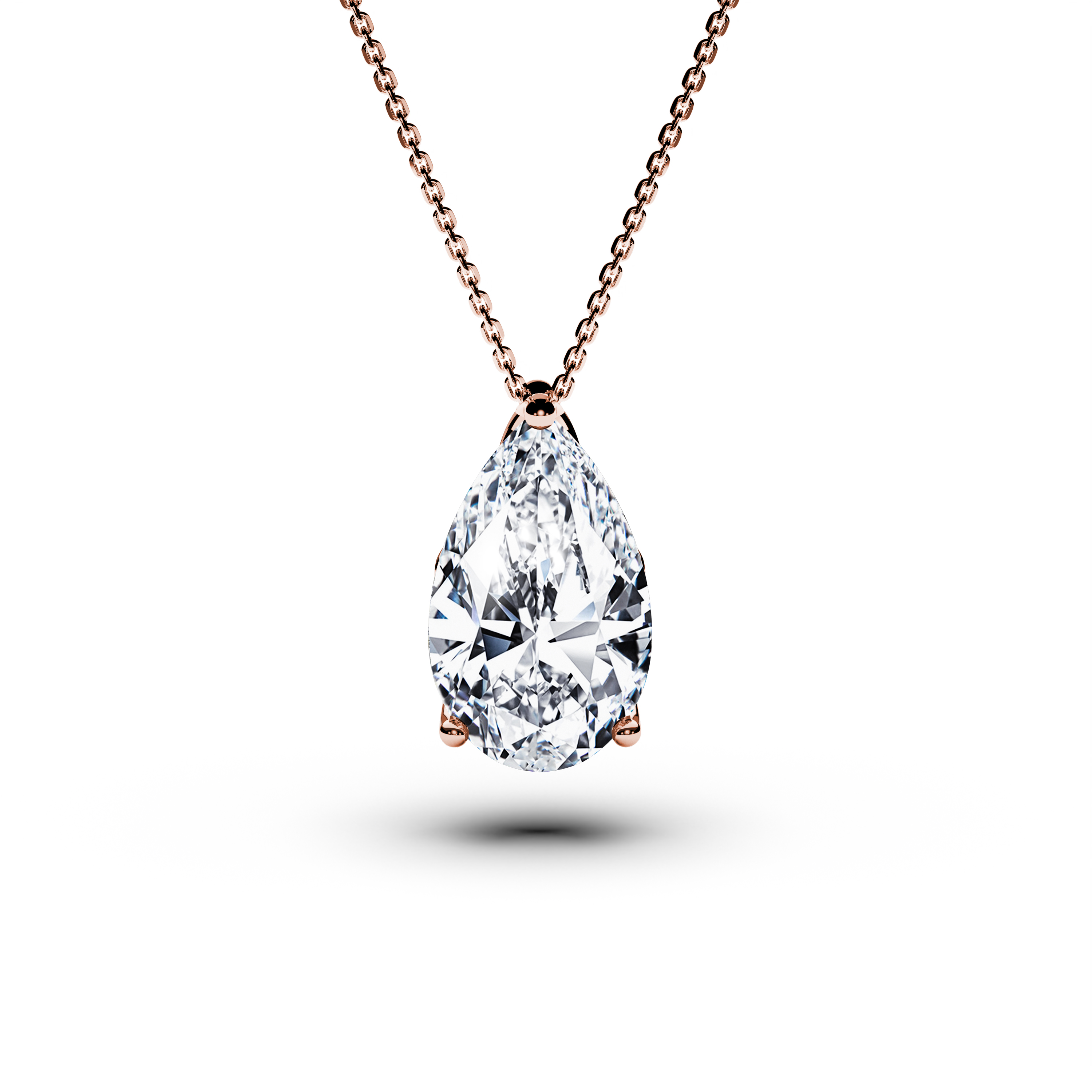Stud, 18ct Rose Gold Pear Shape Diamond Pendant Pear