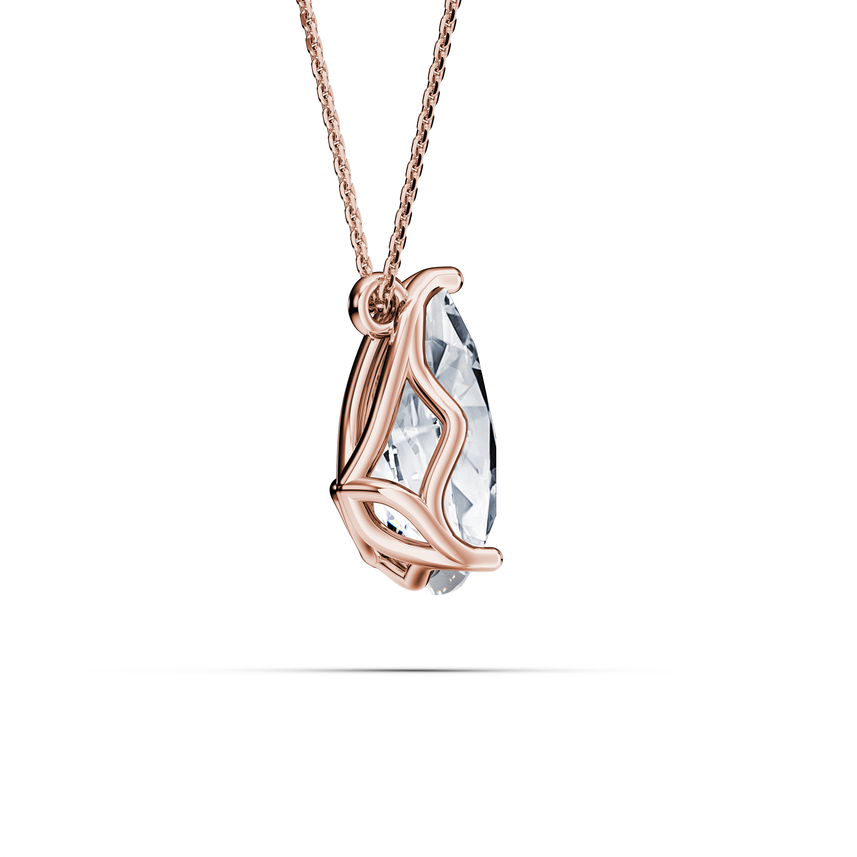 The Moon Ocean Stud Pendant in 18ct Rose Gold with Pear Centre Stone Alternate shot 2