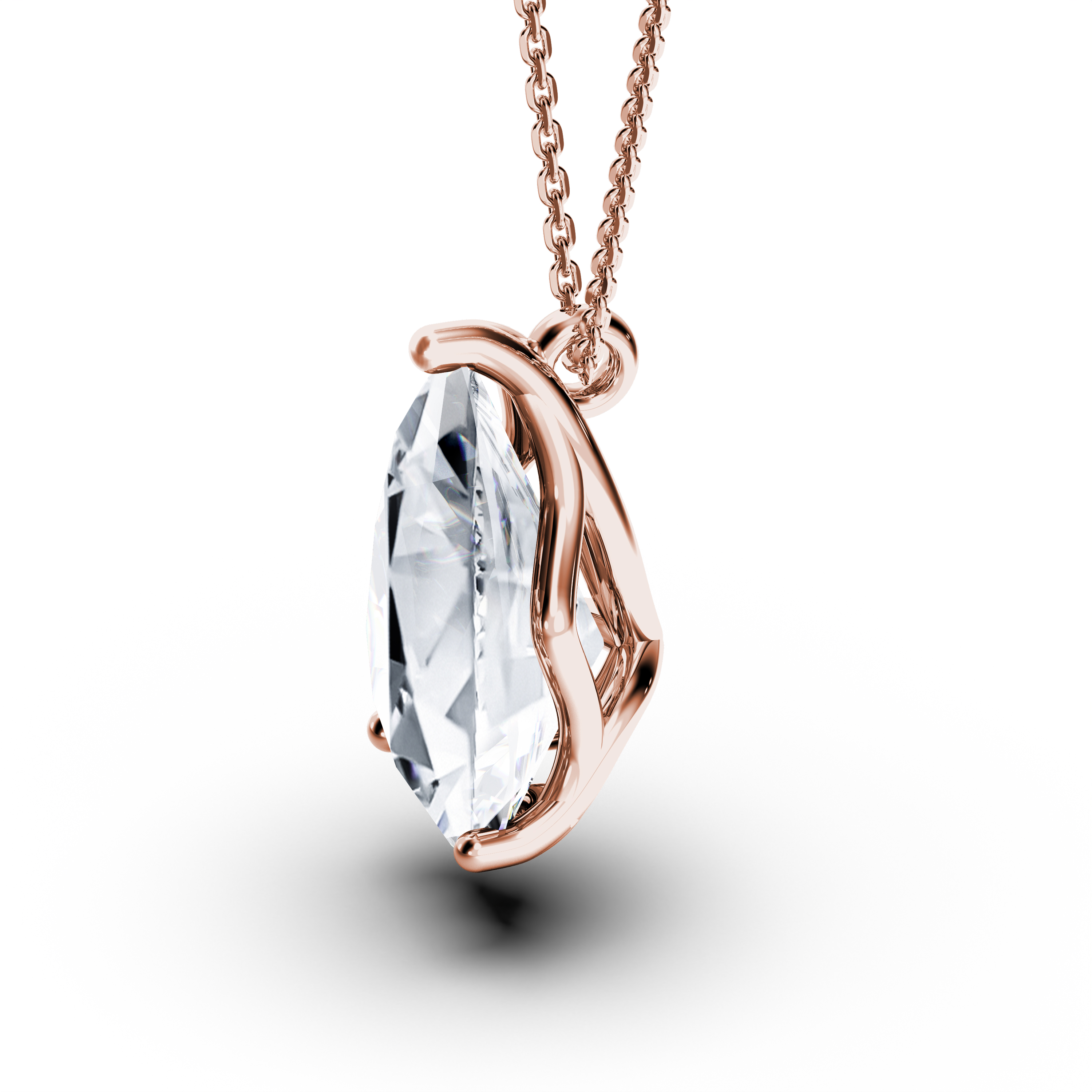 The Moon Ocean Stud Pendant in 18ct Rose Gold with Pear Centre Stone Alternate shot 3