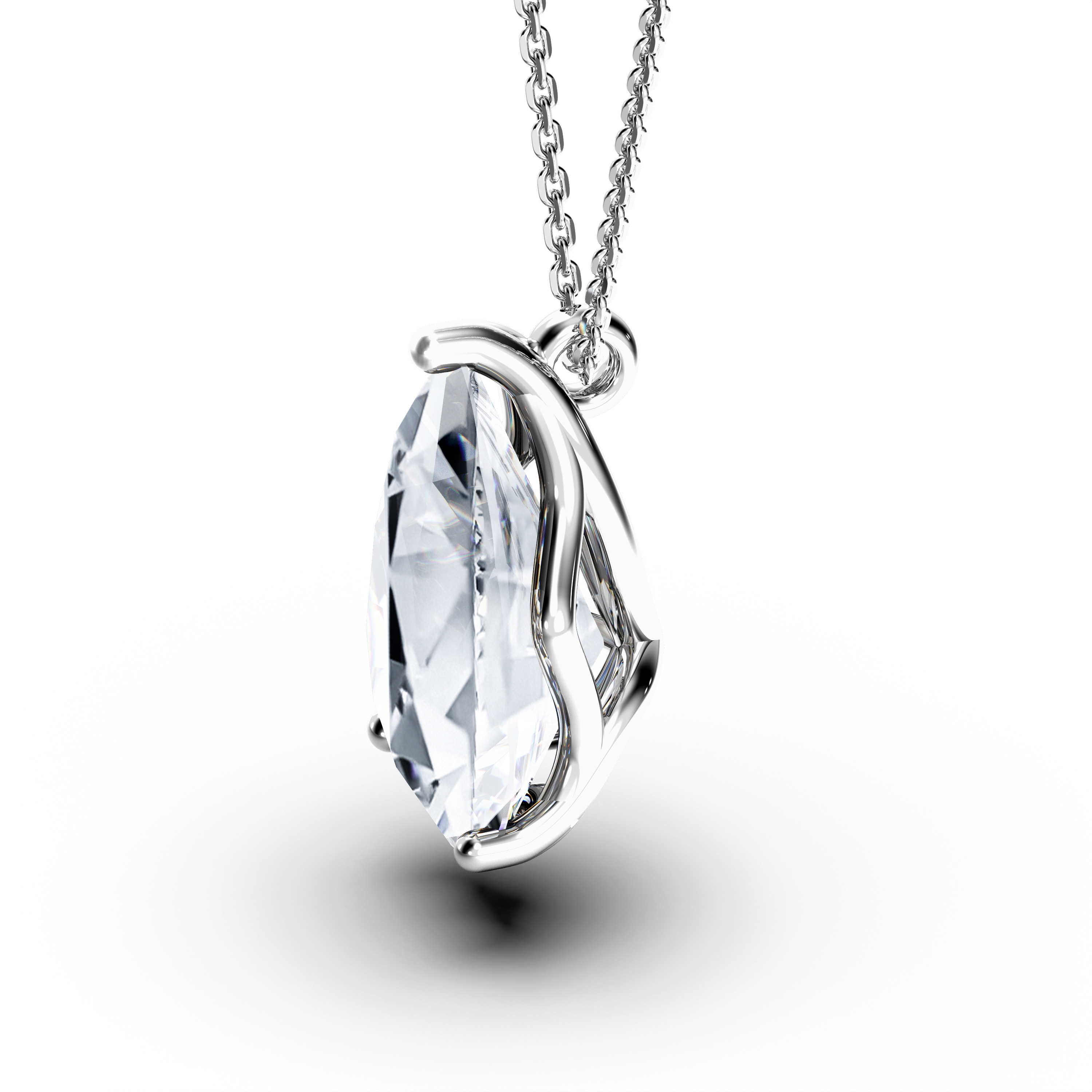 The Moon Ocean Stud Pendant in 18ct White Gold with Pear Centre Stone Alternate shot 3