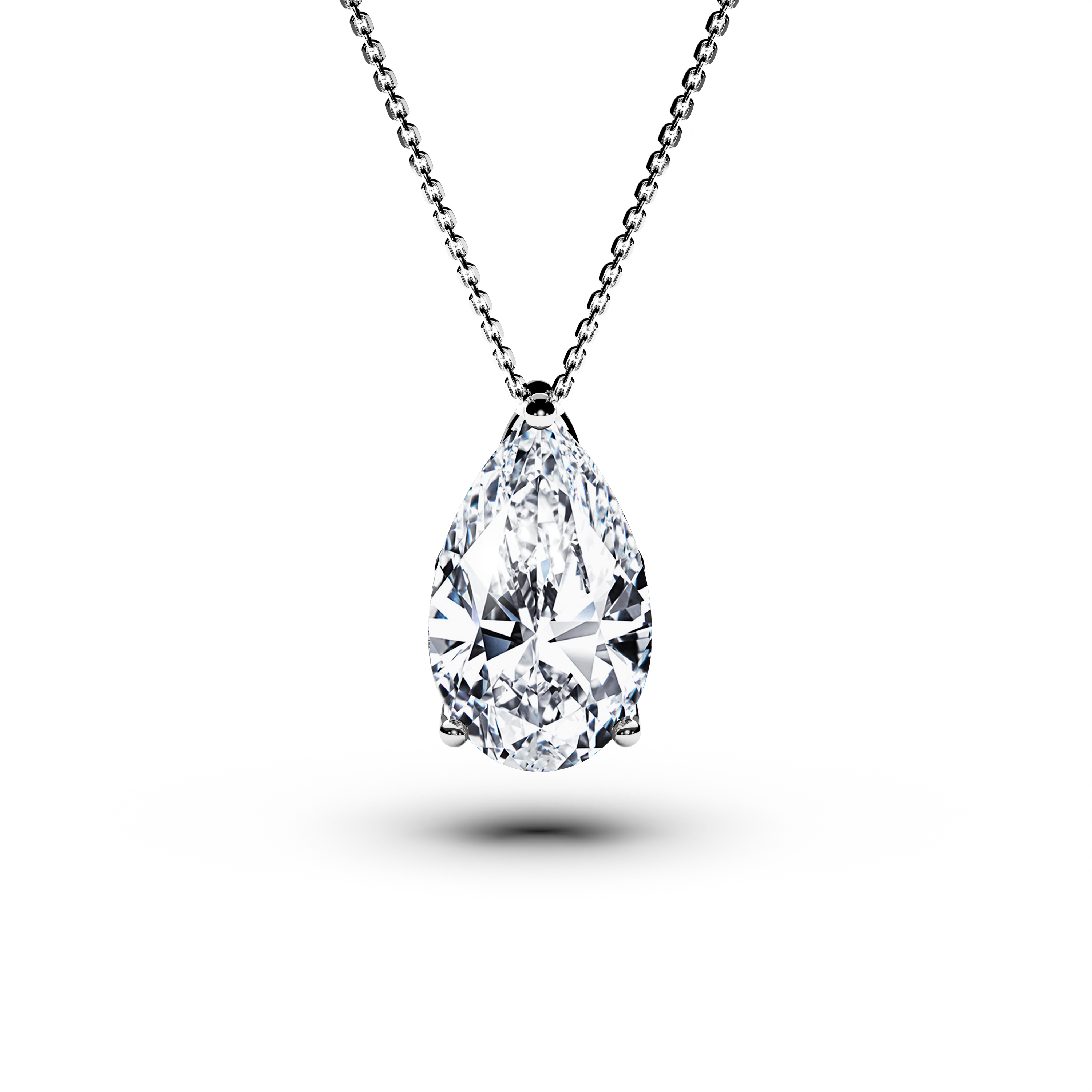 Stud, Platinum Pear Shape Diamond Pendant Pear