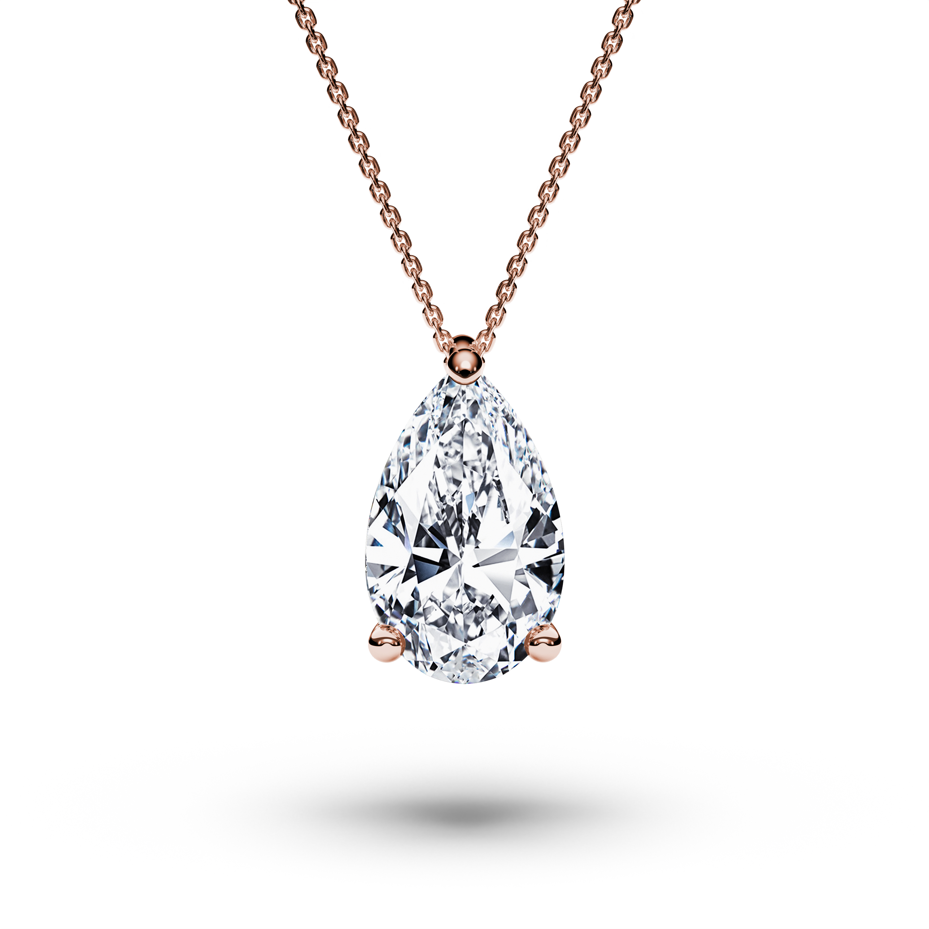 Stud, 18ct Rose Gold Pear Shape Diamond Solitaire Pendant Pear