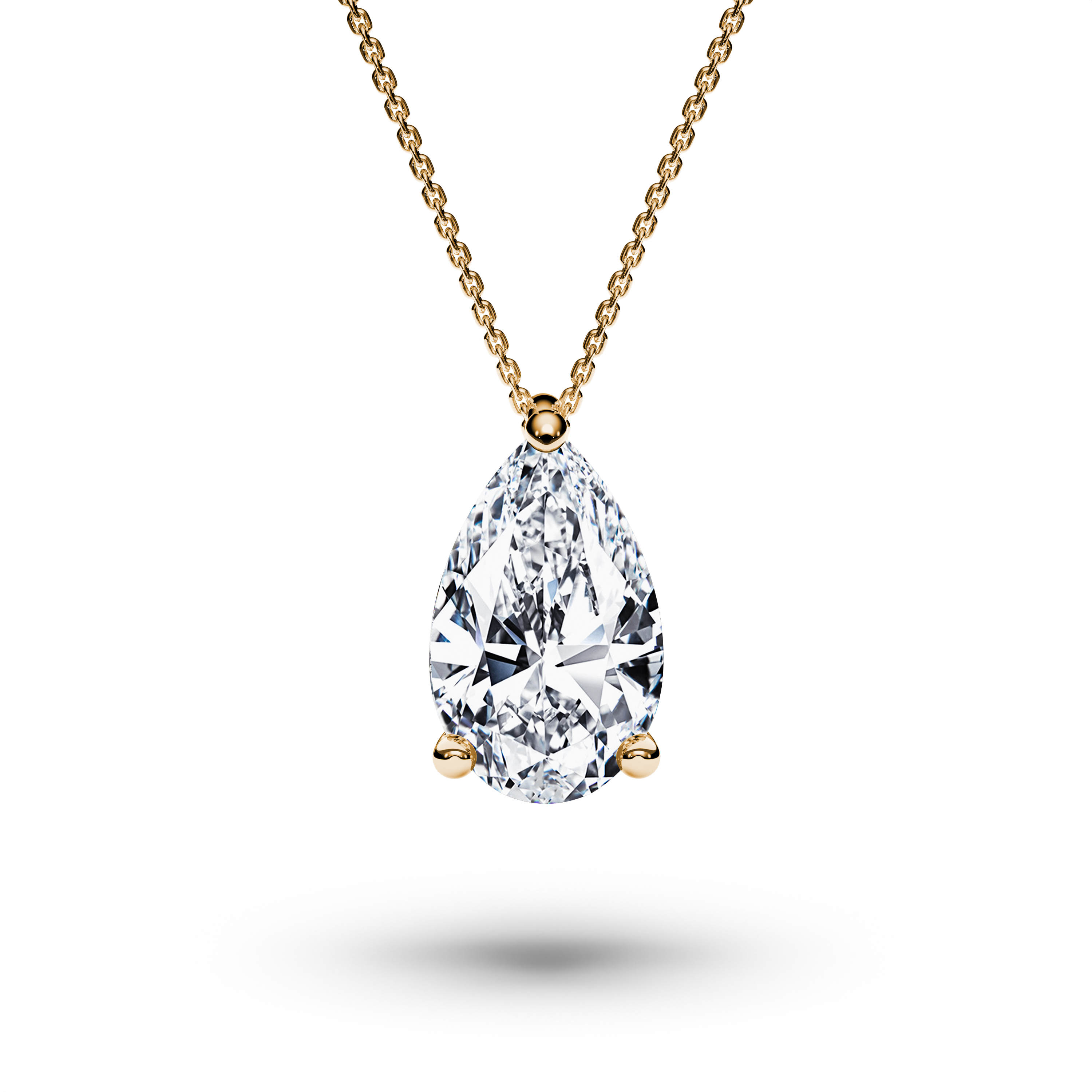Stud, 18ct Yellow Gold Pear Shape Diamond Solitaire Pendant Pear
