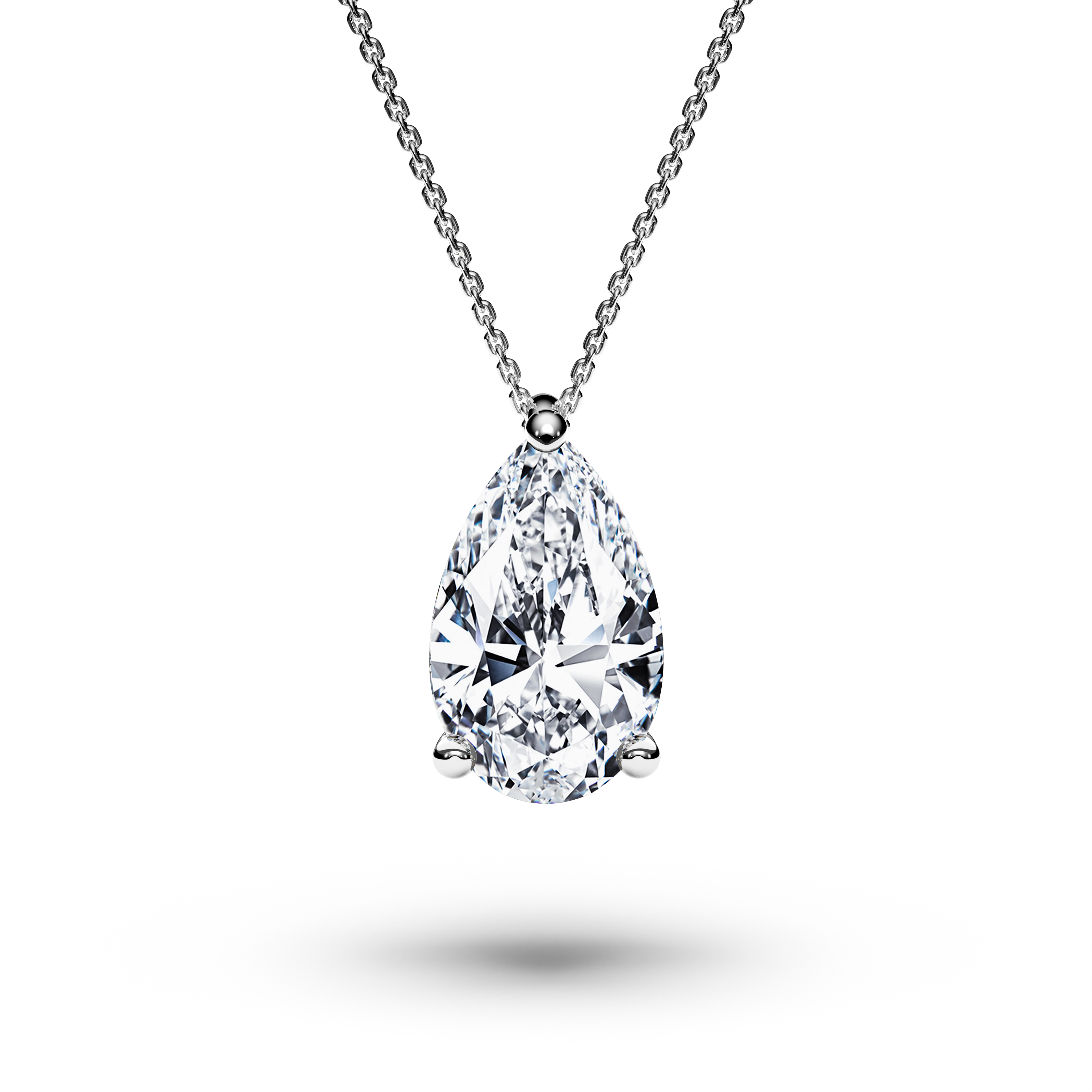 Stud, 18ct White Gold Pear Shape Diamond Solitaire Pendant Pear