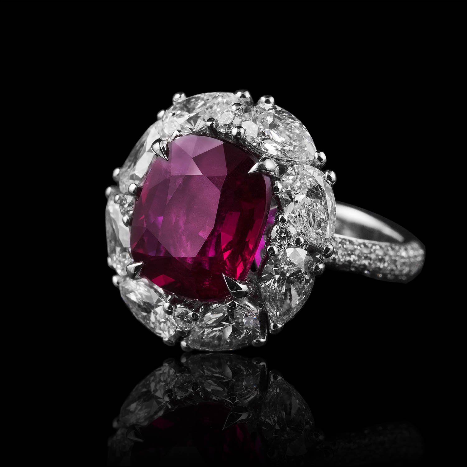 The Moon Ocean Rings in 18ct White Gold with Round Centre Stone Alternate shot 2