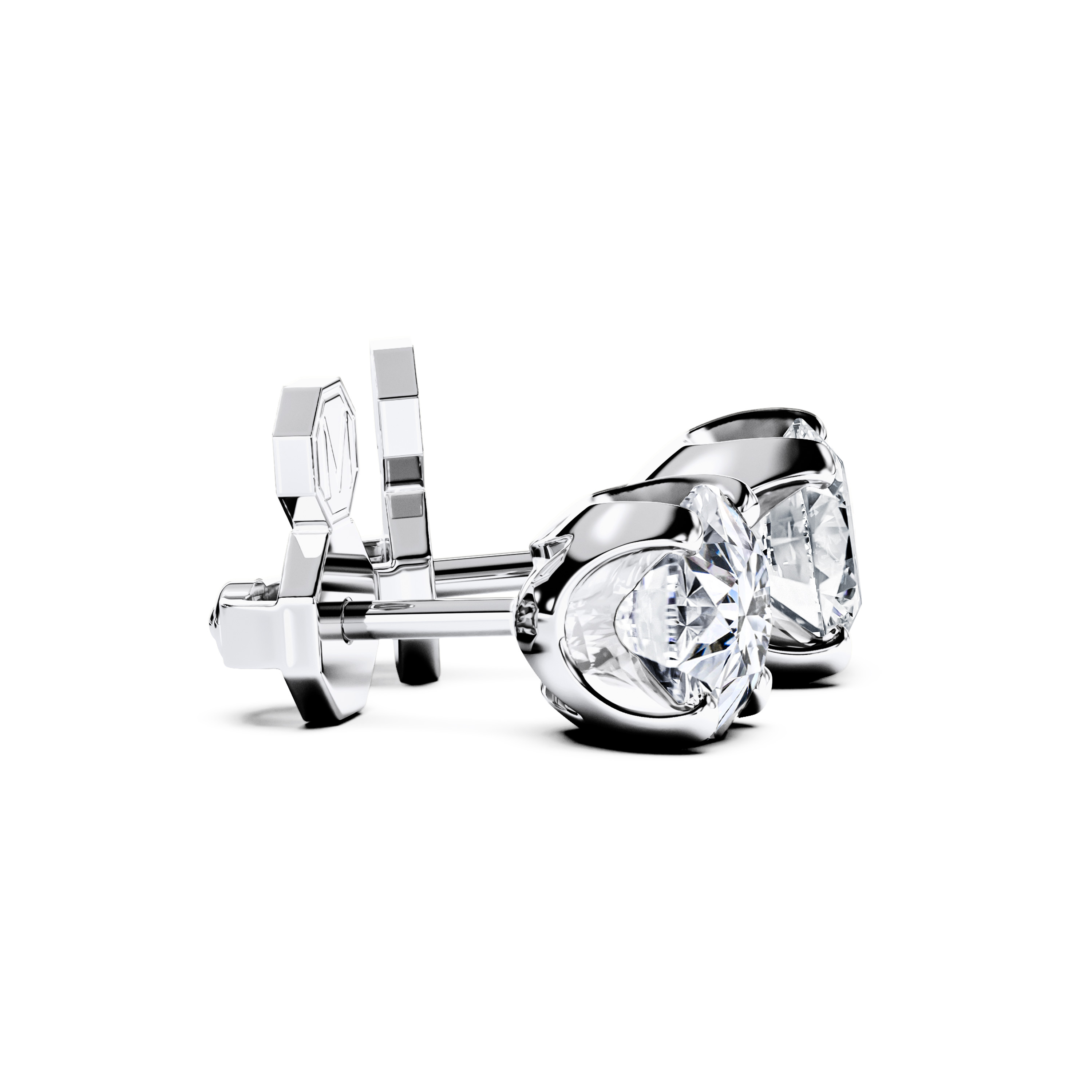 The Moon Ocean Stud Earrings in 18ct White Gold with Round Centre Stone Alternate shot 3
