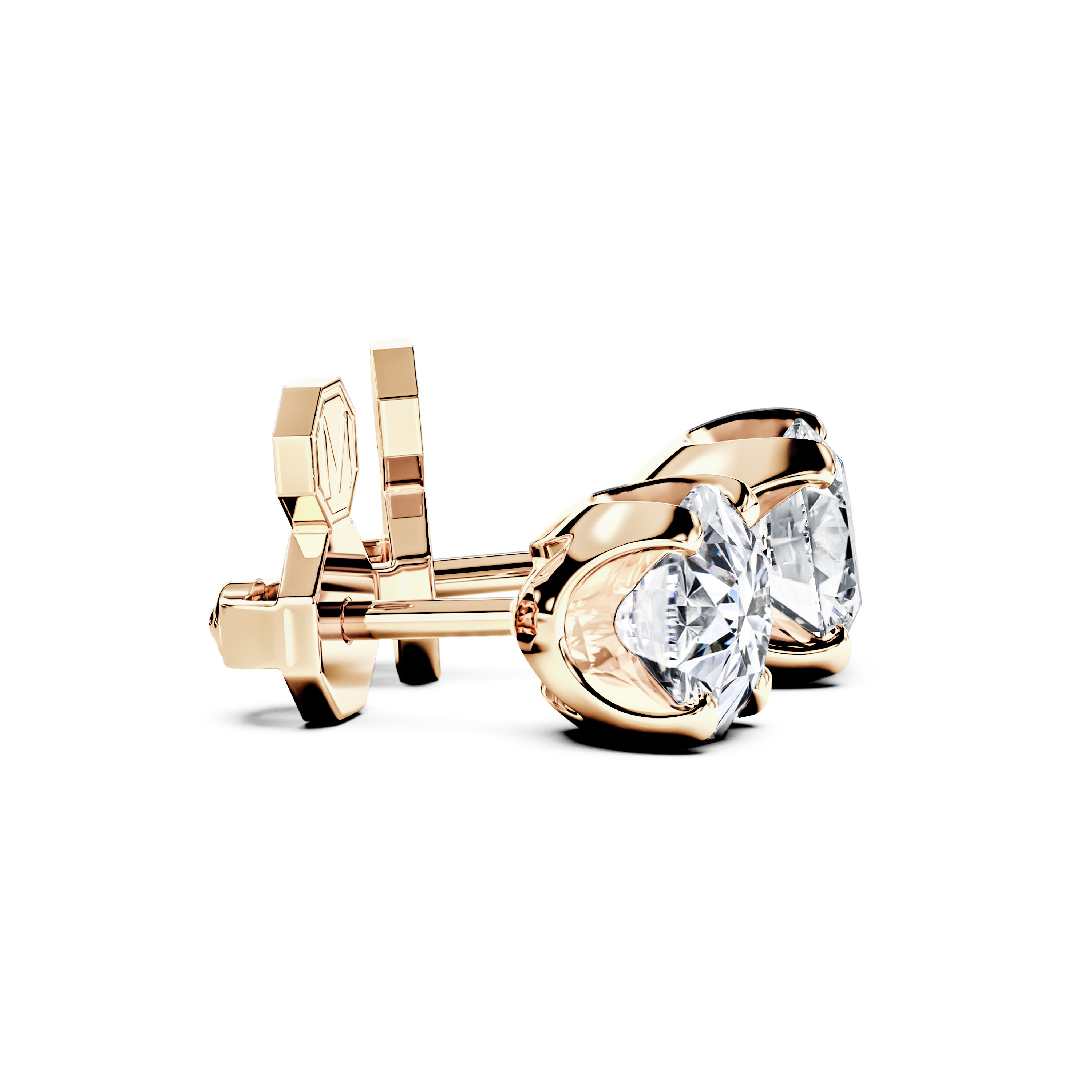 The Moon Ocean Stud Earrings in 18ct Yellow Gold with Round Centre Stone Alternate shot 3
