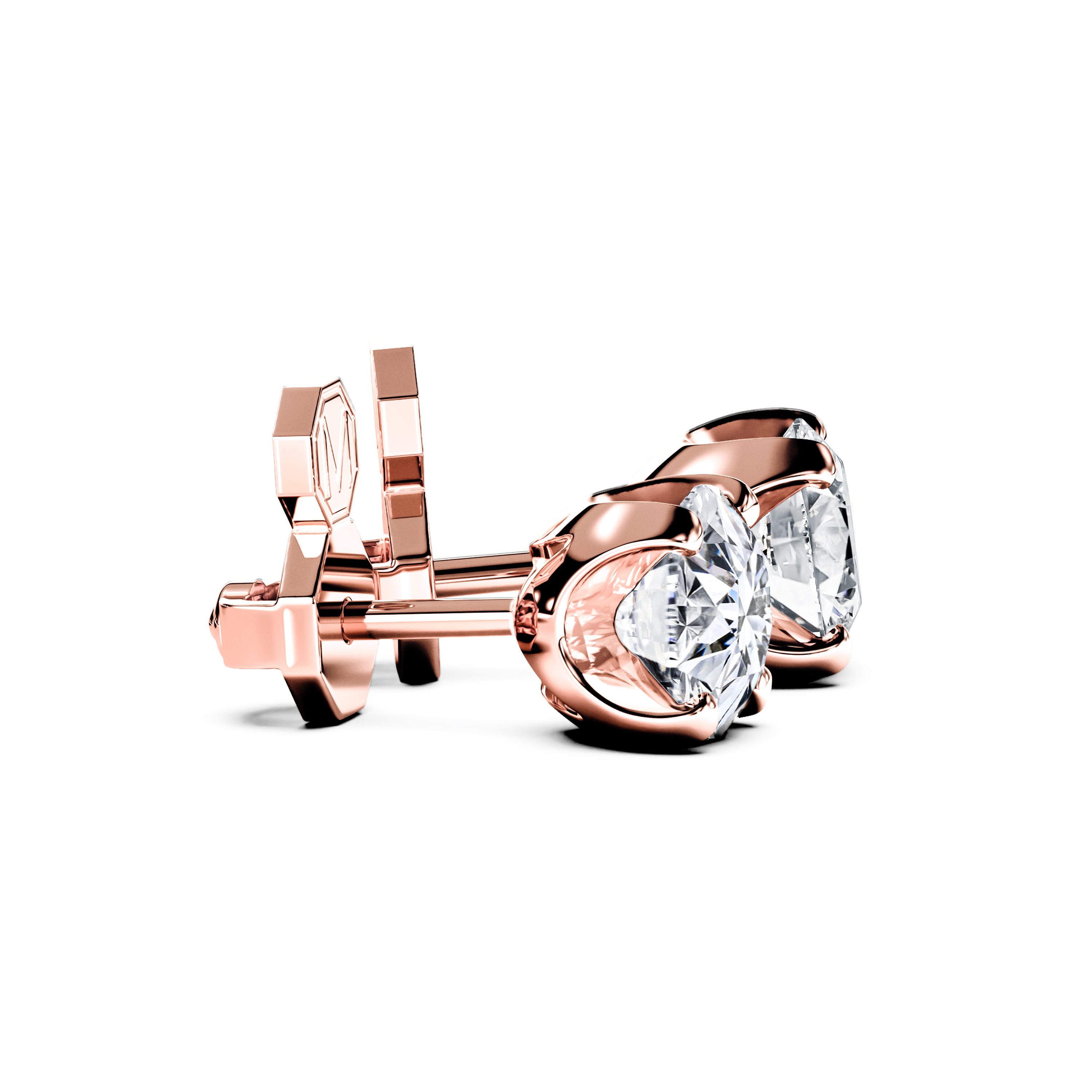 The Moon Ocean Stud Earrings in 18ct Rose Gold with Round Centre Stone Alternate shot 3