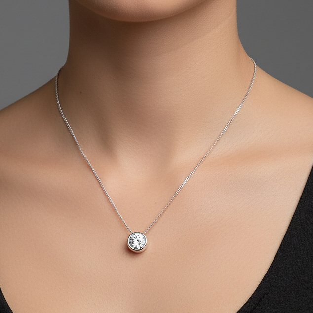 The Moon Ocean Stud Pendant in 18ct White Gold with Round Centre Stone Alternate shot 5