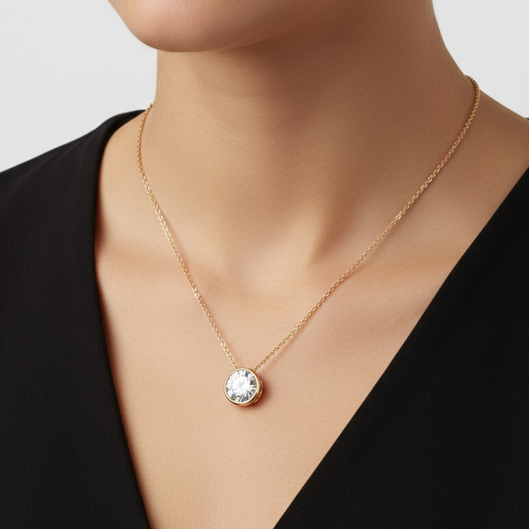 The Moon Ocean Stud Pendant in 18ct Yellow Gold with Round Centre Stone Alternate shot 5