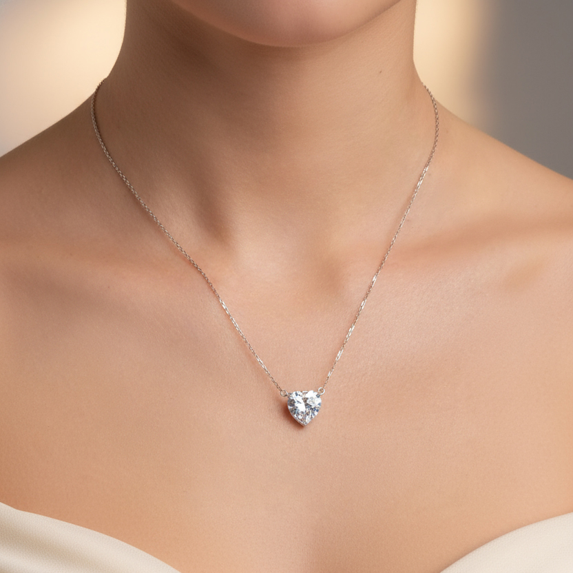 The Moon Ocean Stud Pendant in 18ct White Gold with Heart Centre Stone Alternate shot 5