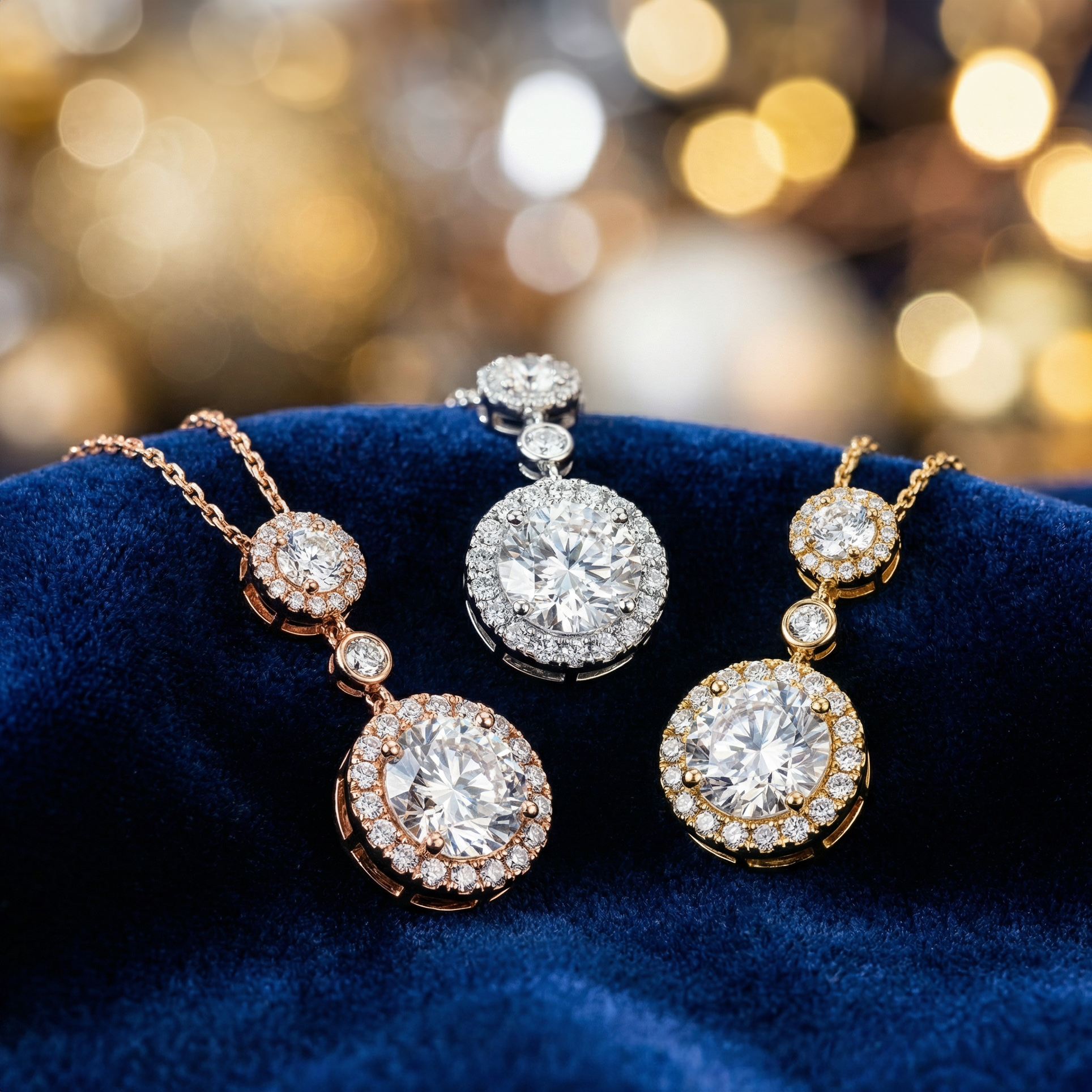 The Moon Ocean Drop Pendant in 18ct Rose Gold with Round Centre Stone Alternate shot 6