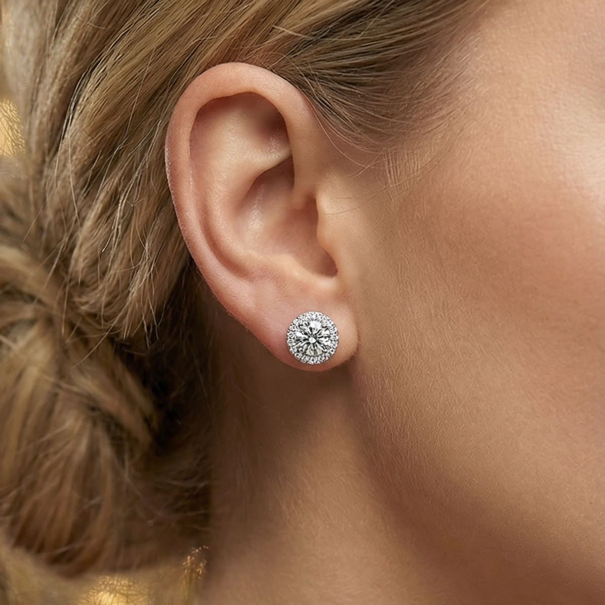 The Moon Ocean Stud Earrings in 18ct White Gold with Round Centre Stone Alternate shot 4