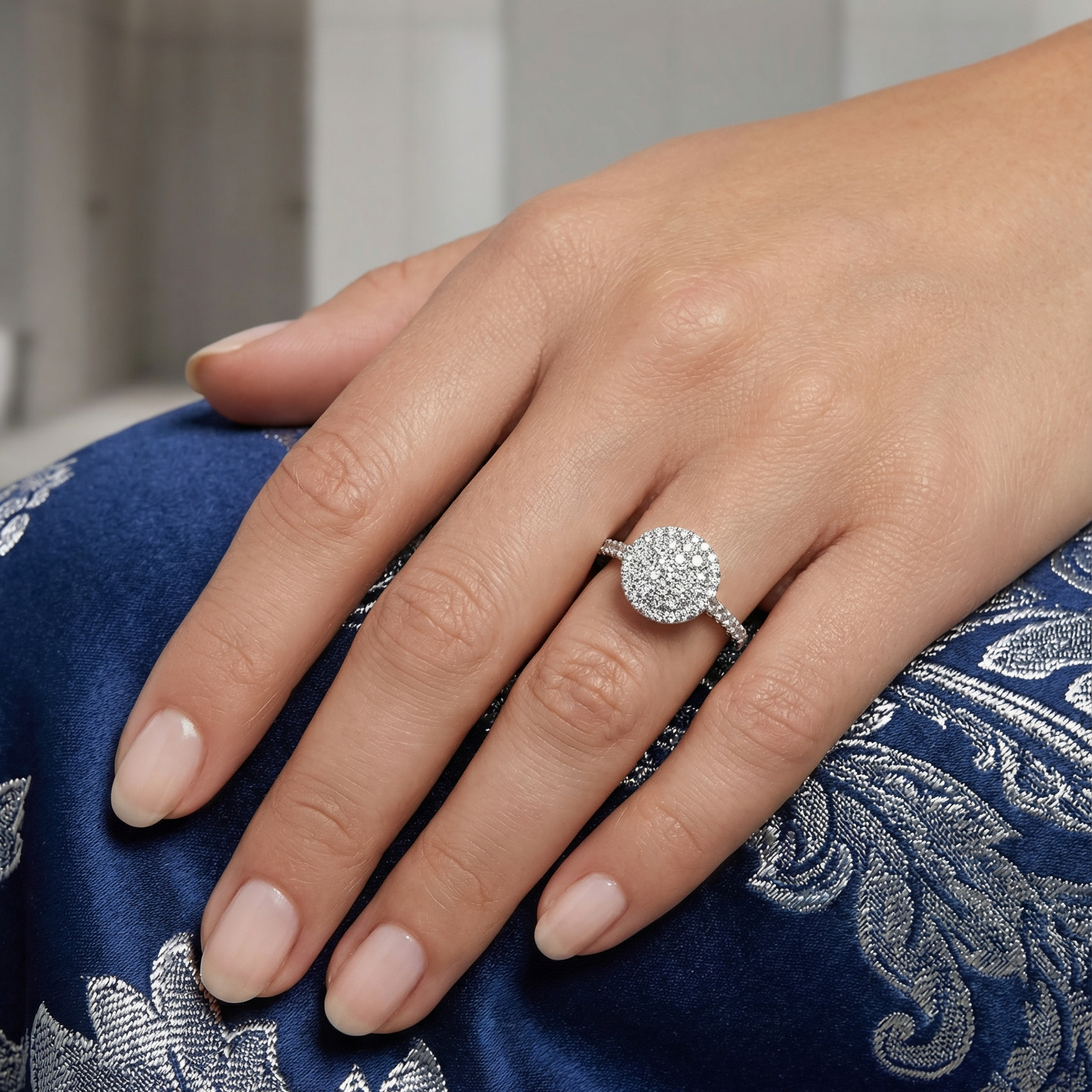 Celestial Halo Eternity Rings in Platinum Alternate shot 5