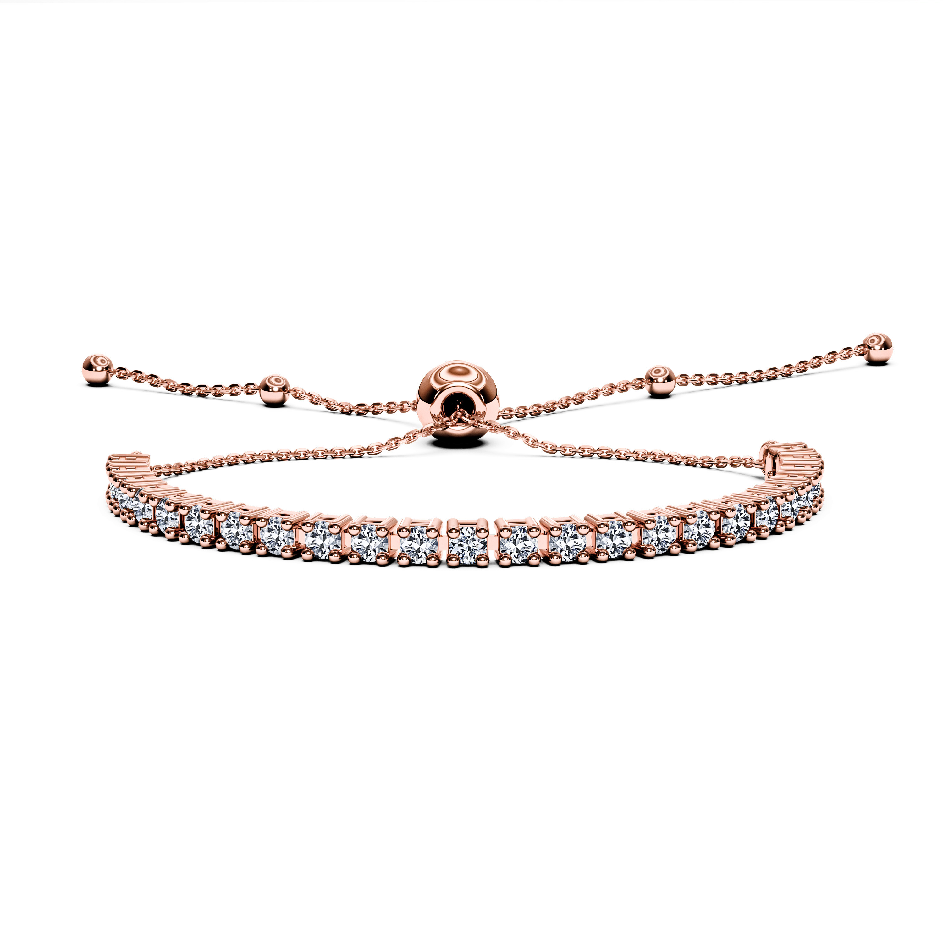 Tennis, 18ct Rose Gold Tennis Chain Bracelet Round