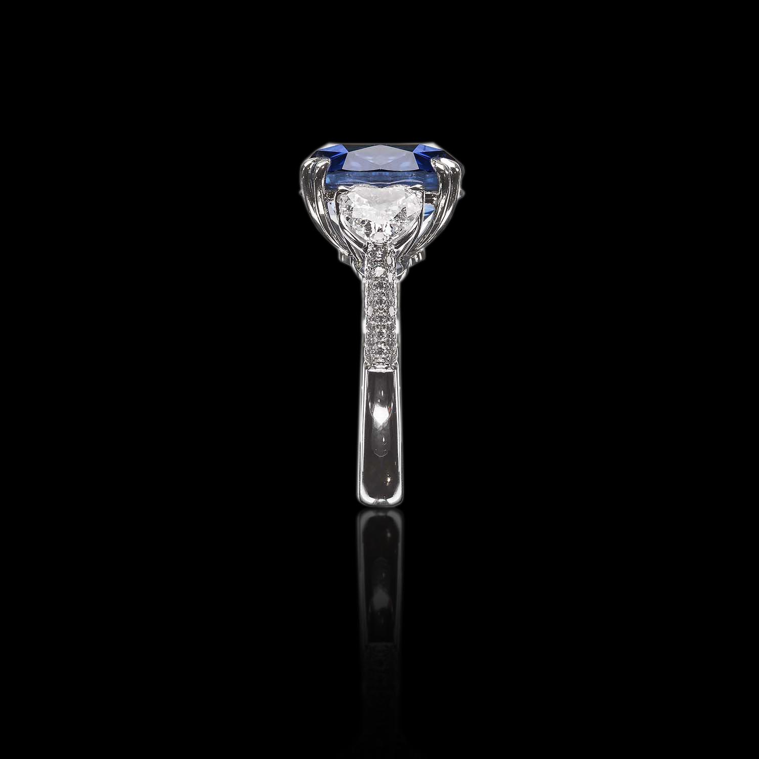 The Moon Ocean Rings in Platinum with Cushion Centre Stone Alternate shot 3