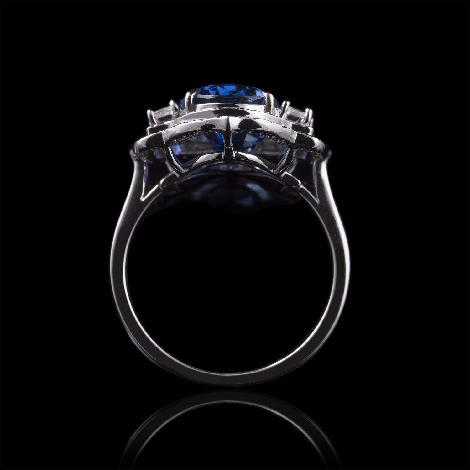 The Moon Ocean Halo Rings in 18ct White Gold with Oval Centre Stone Alternate shot 3