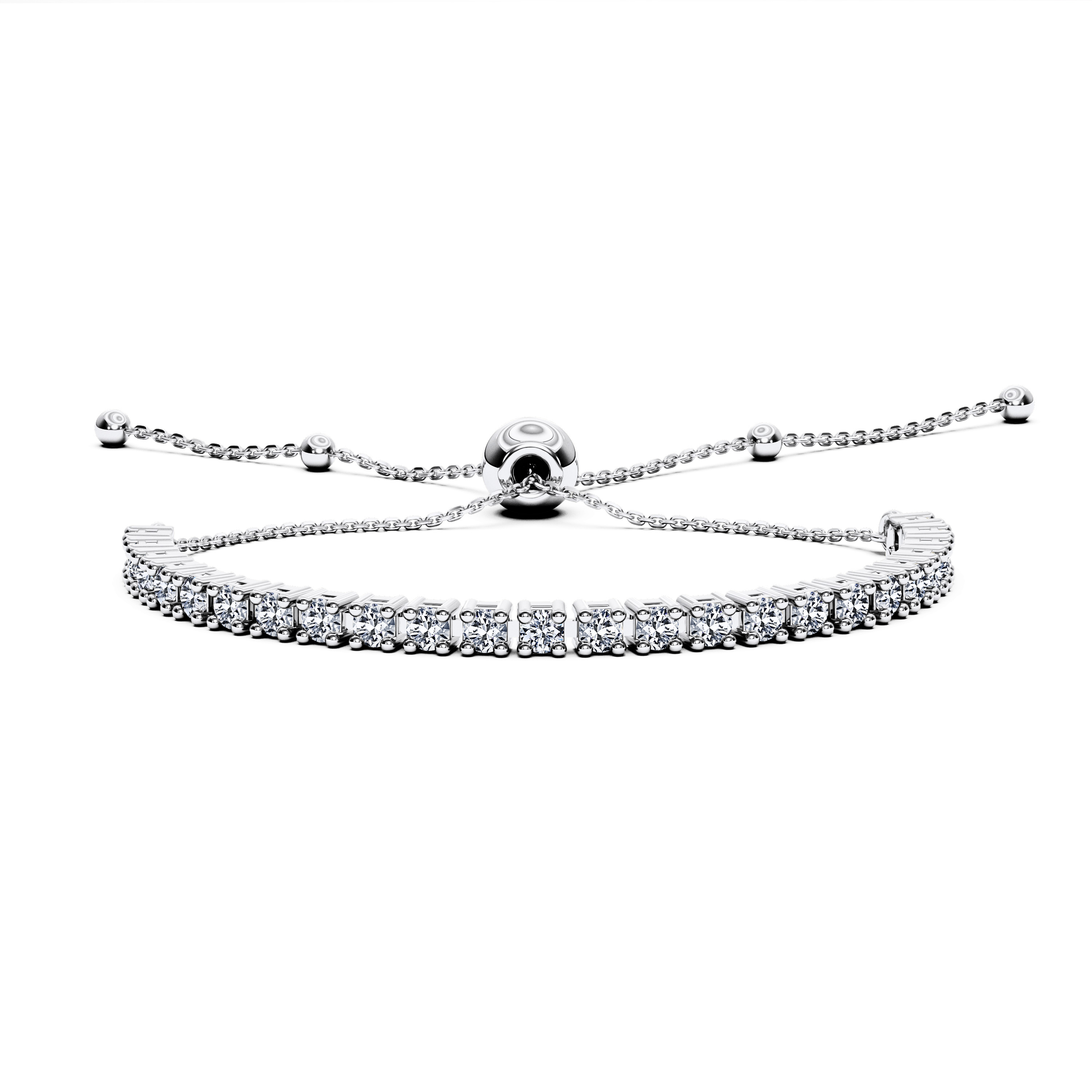Tennis, 18ct White Gold Tennis Chain Bracelet Round