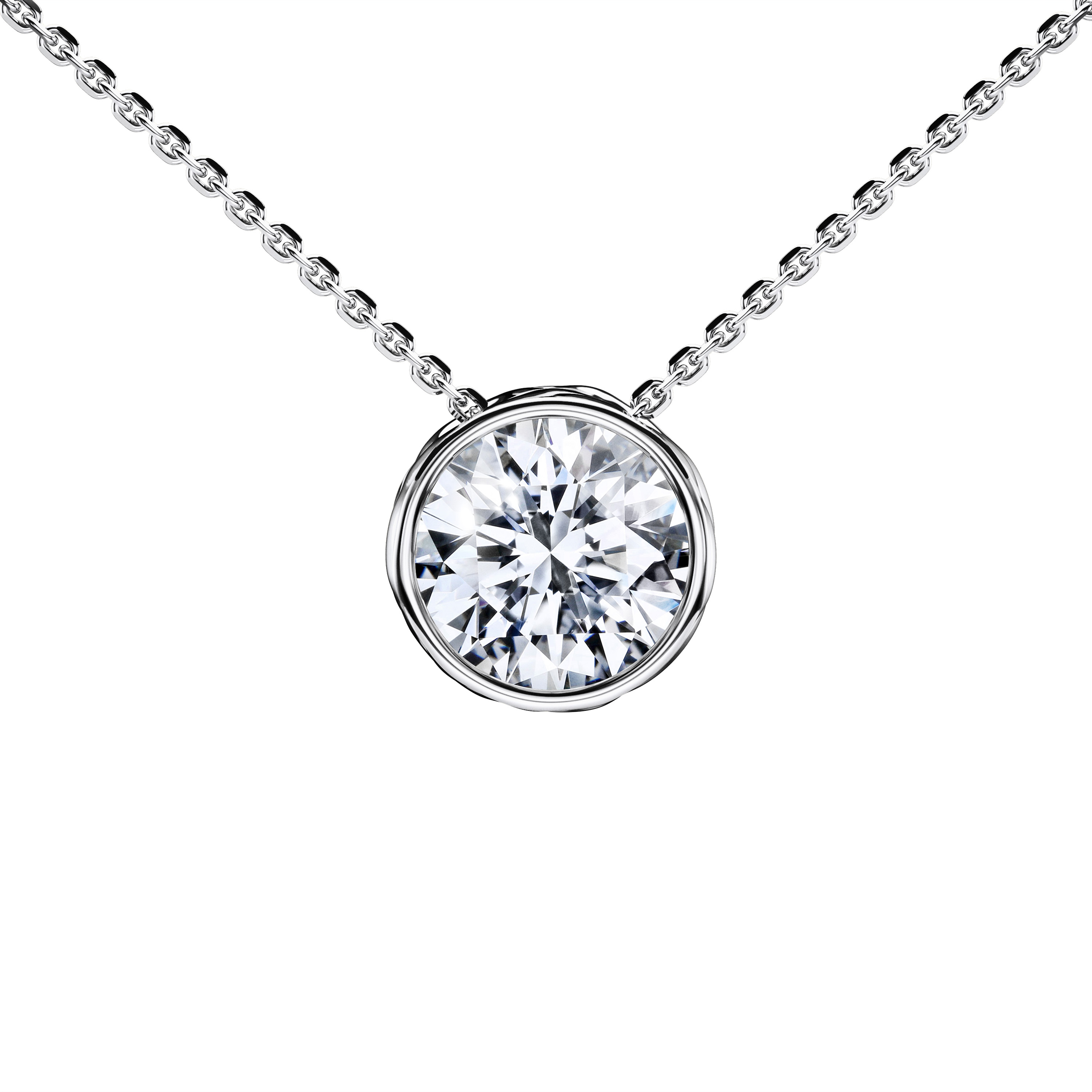 Stud, 18ct White Gold Bezel Pendant Round