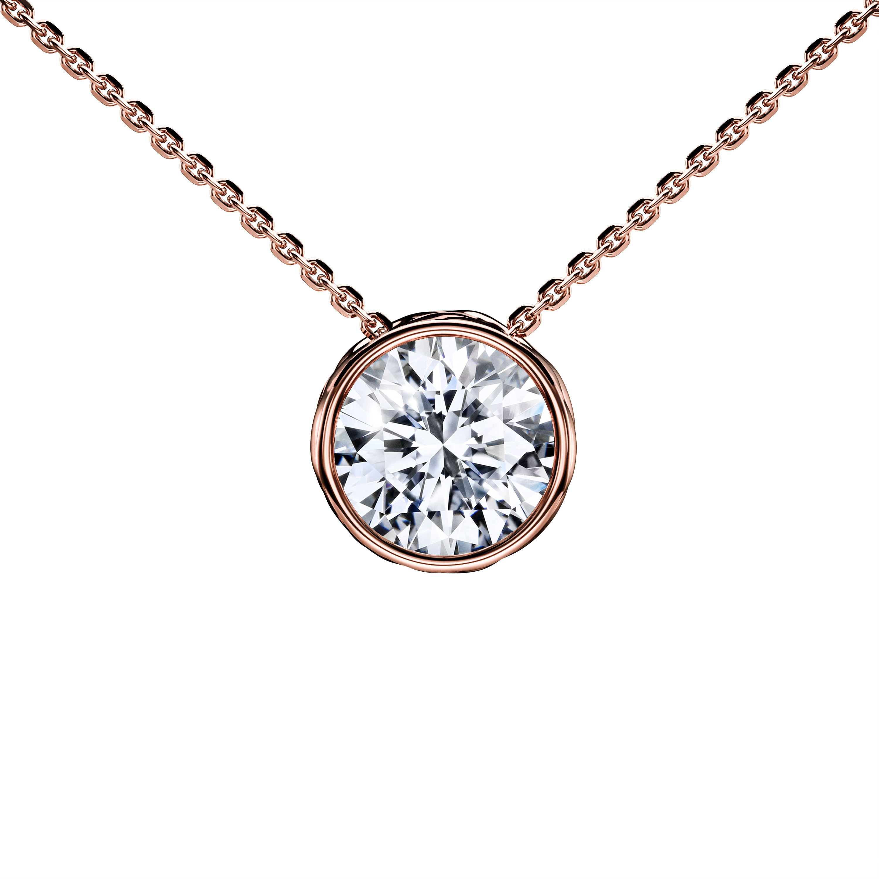 Stud, 18ct Rose Gold Bezel Pendant Round