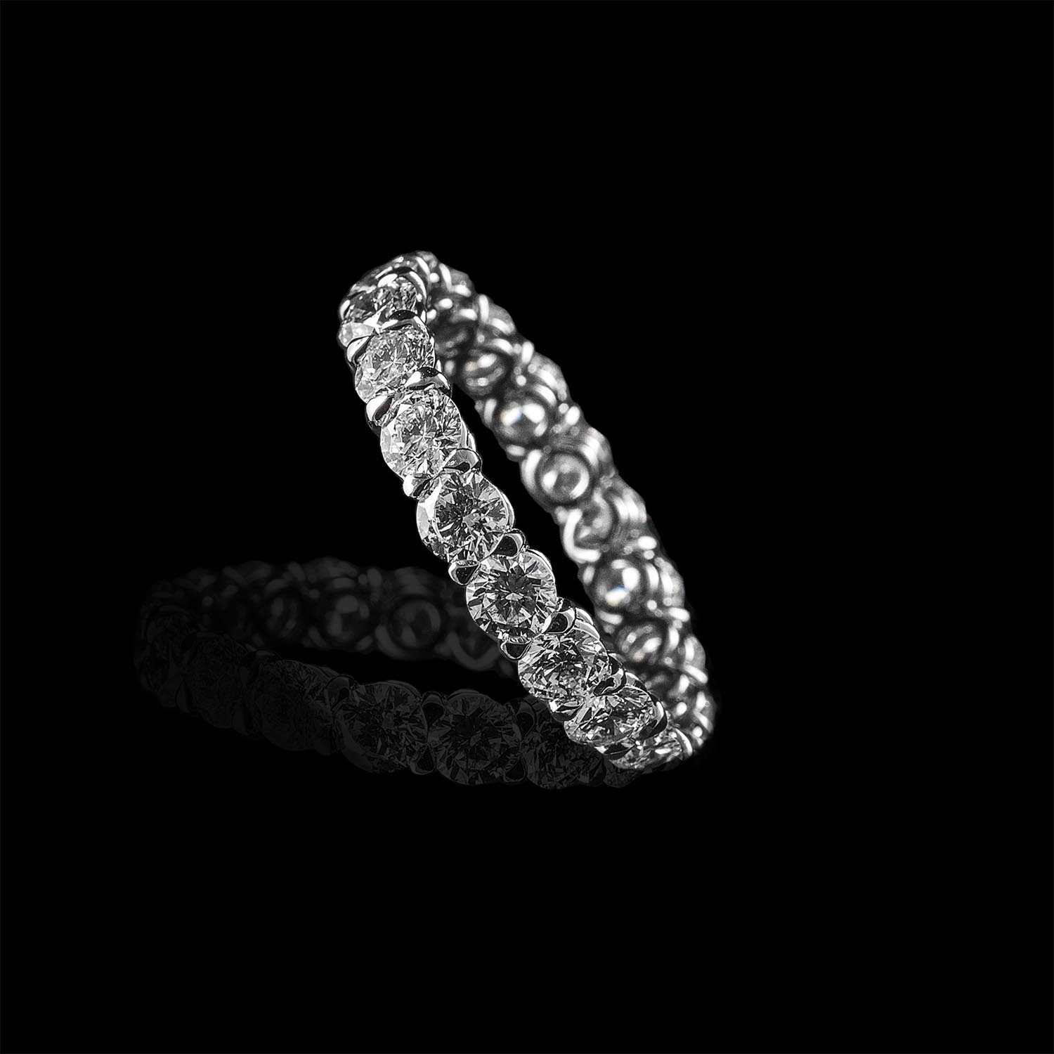 The Moon Ocean Eternity Rings in 18ct White Gold with Round Centre Stone Alternate shot 2