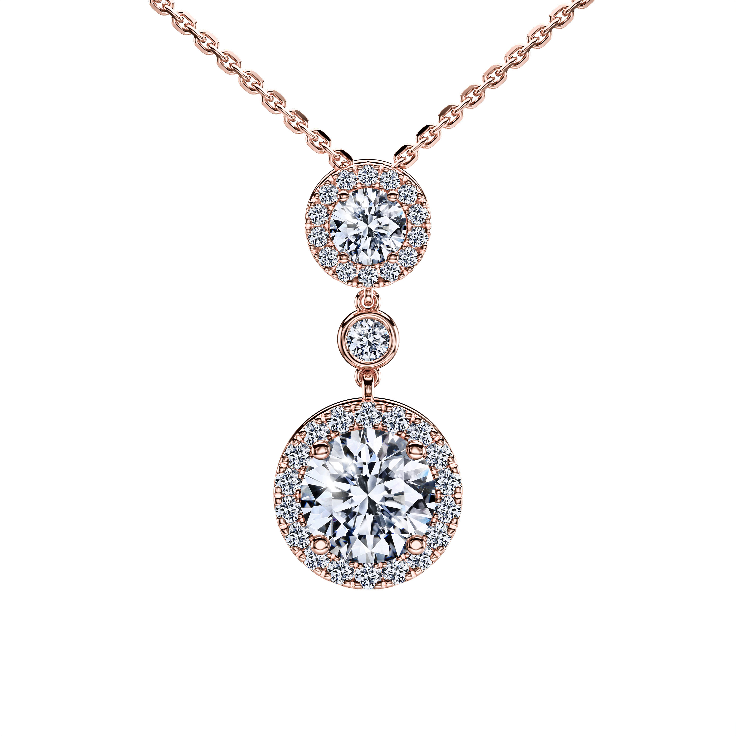 The Moon Ocean Drop Pendant in 18ct Rose Gold with Round Centre Stone Alternate shot 2
