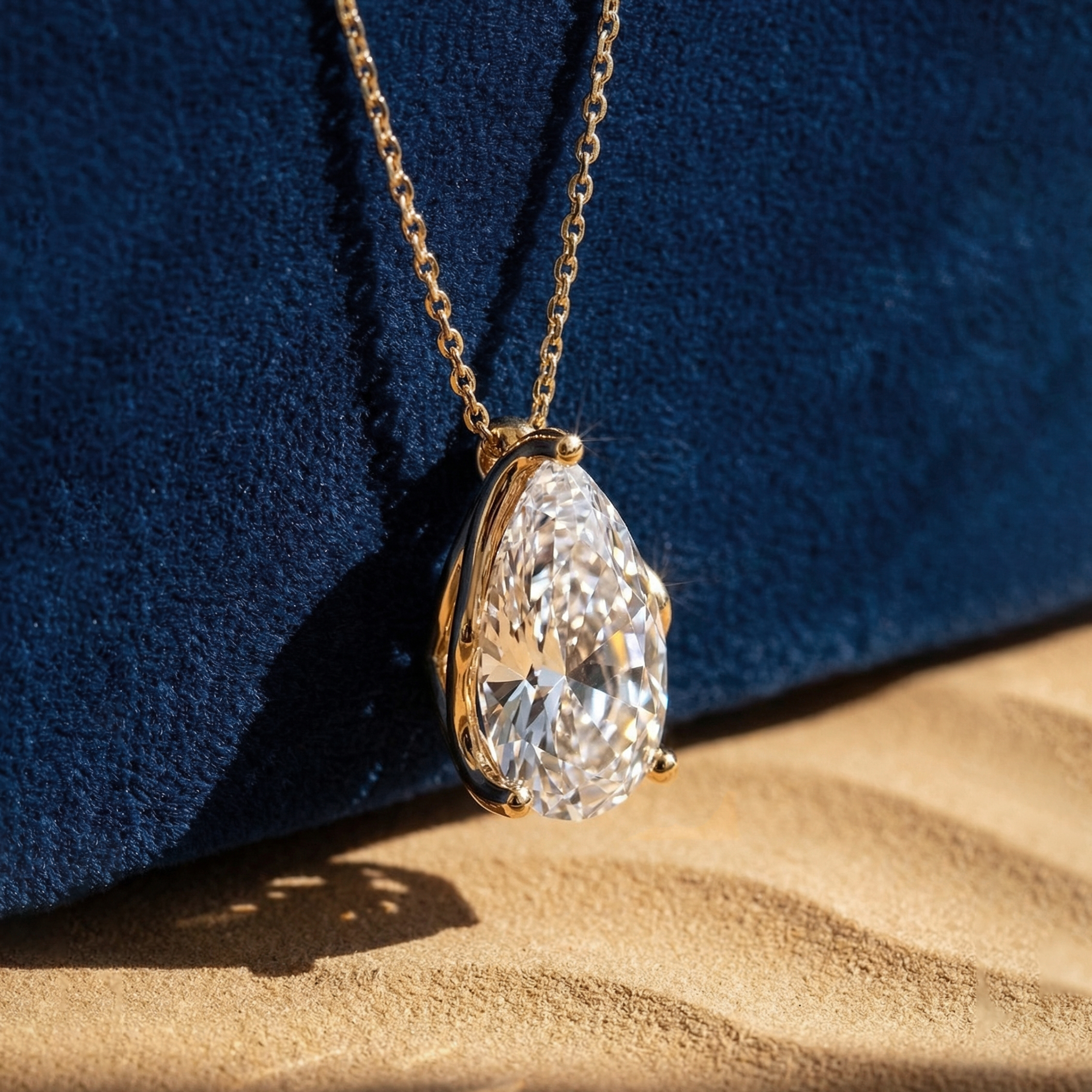 The Moon Ocean Stud Pendant in 18ct Yellow Gold with Pear Centre Stone Alternate shot 4