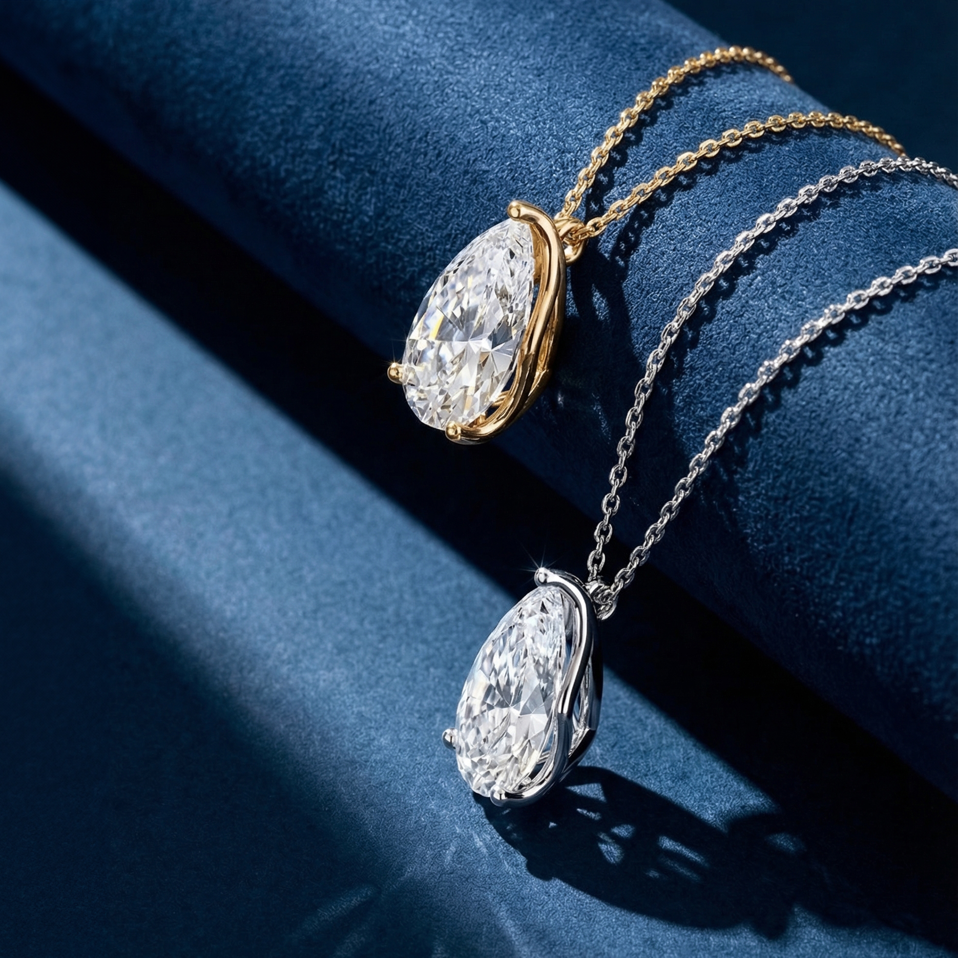 The Moon Ocean Stud Pendant in Platinum with Pear Centre Stone Alternate shot 4