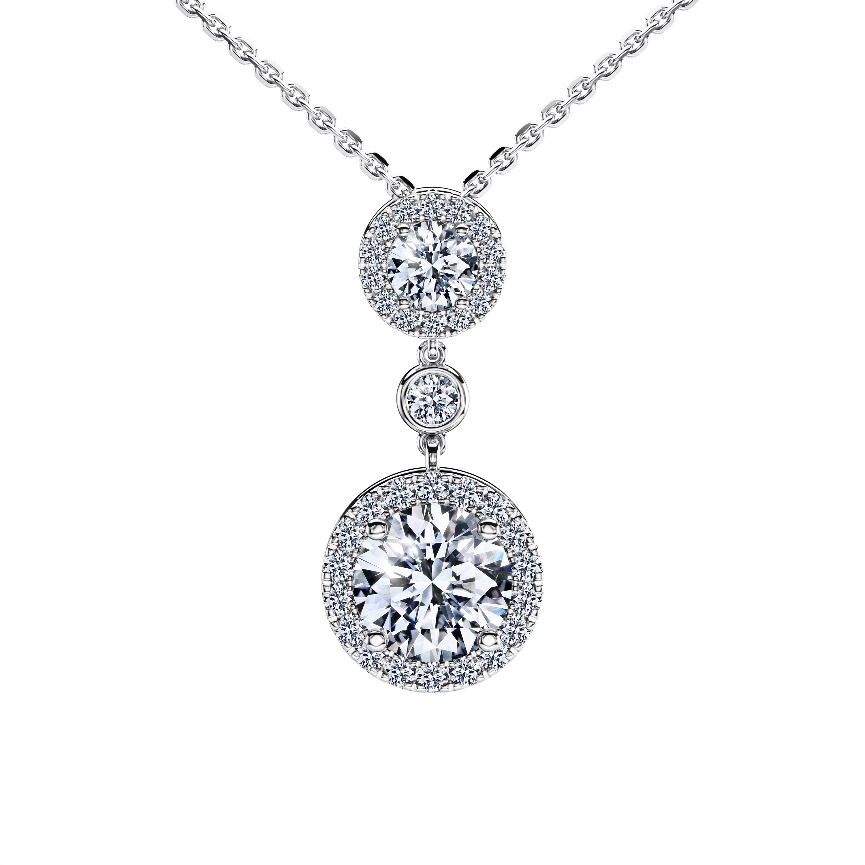 Drop, 18ct White Gold Celestial Pendant Round