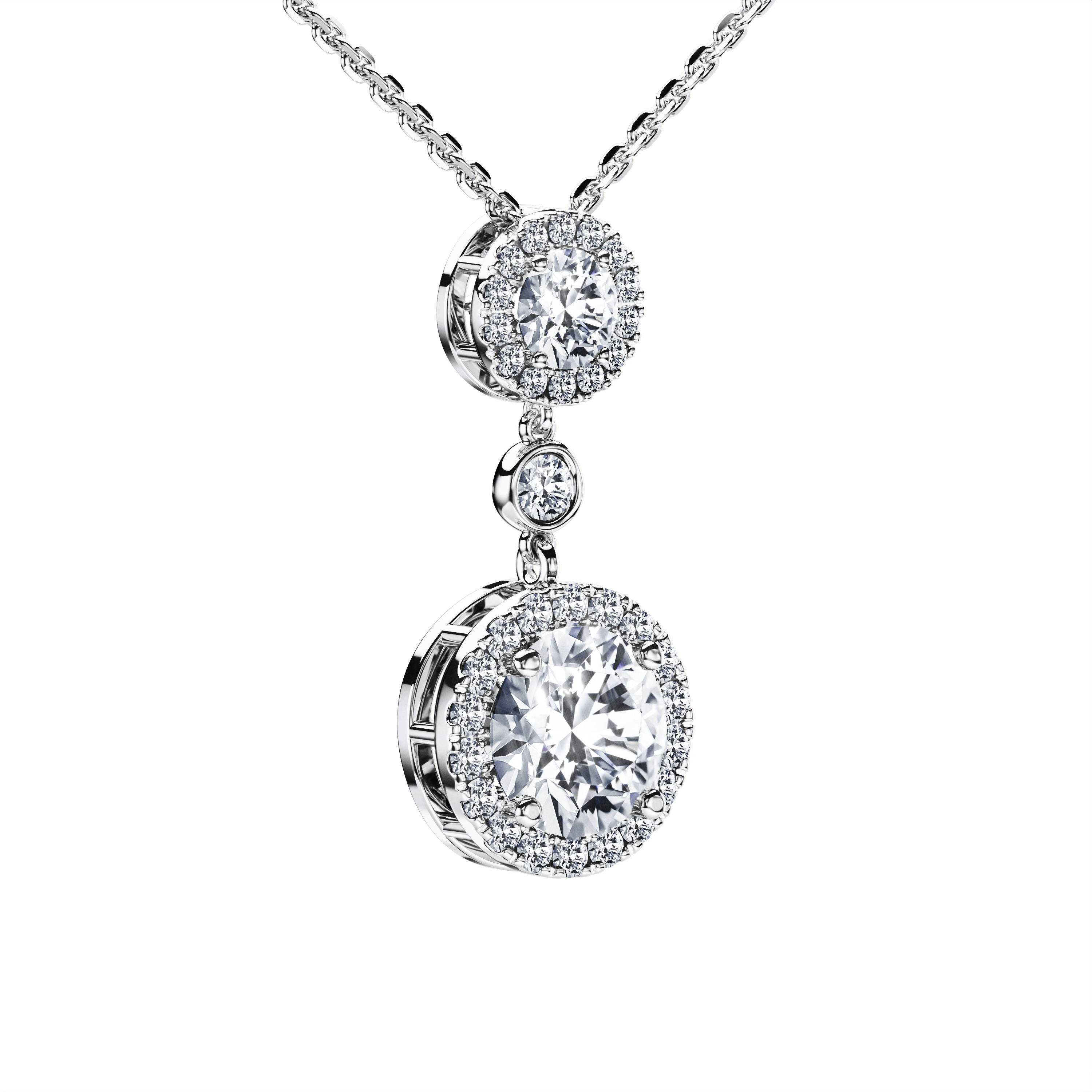 The Moon Ocean Drop Pendant in 18ct White Gold with Round Centre Stone Alternate shot 3