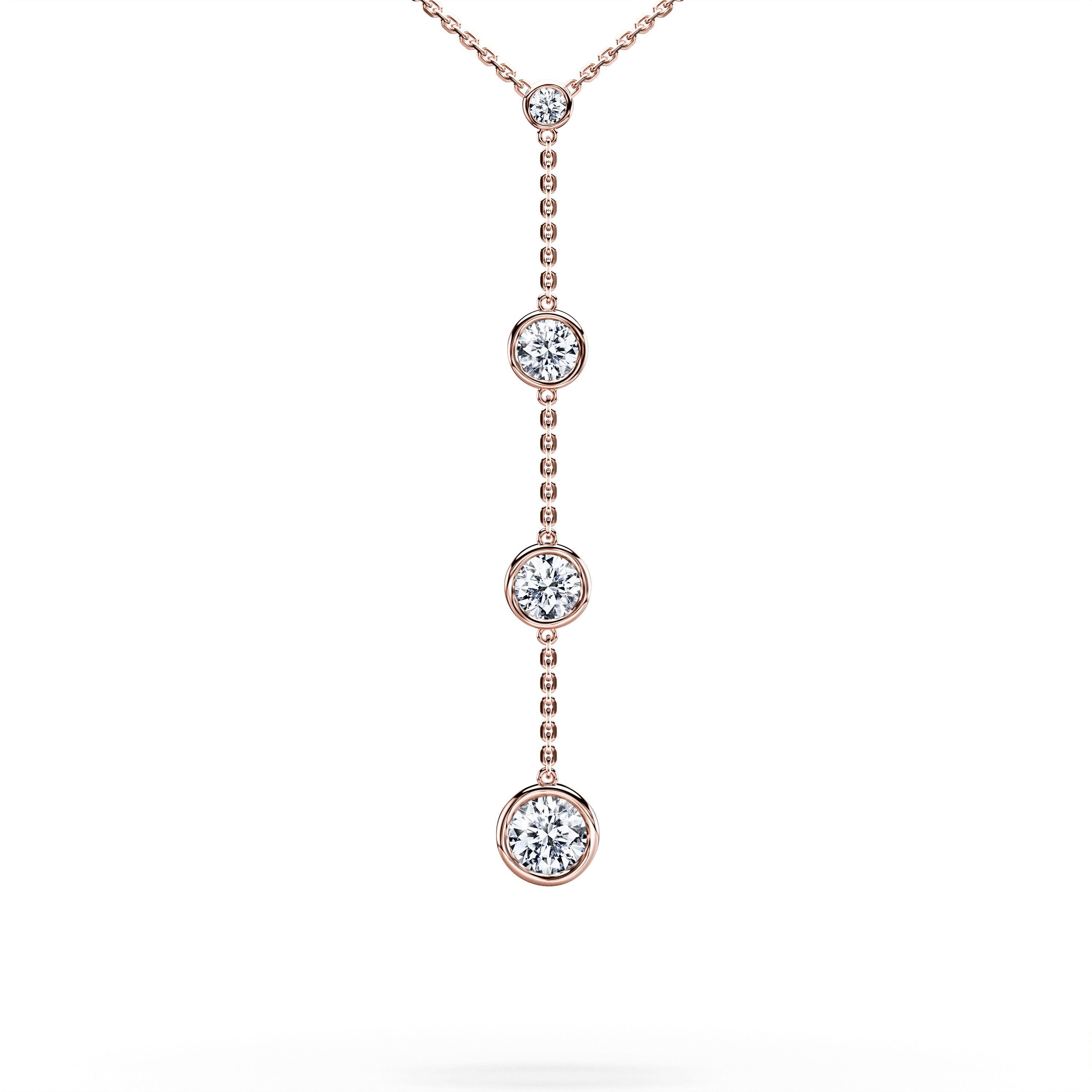 Drop, 18ct Rose Gold Diamond Drops Pendant Round